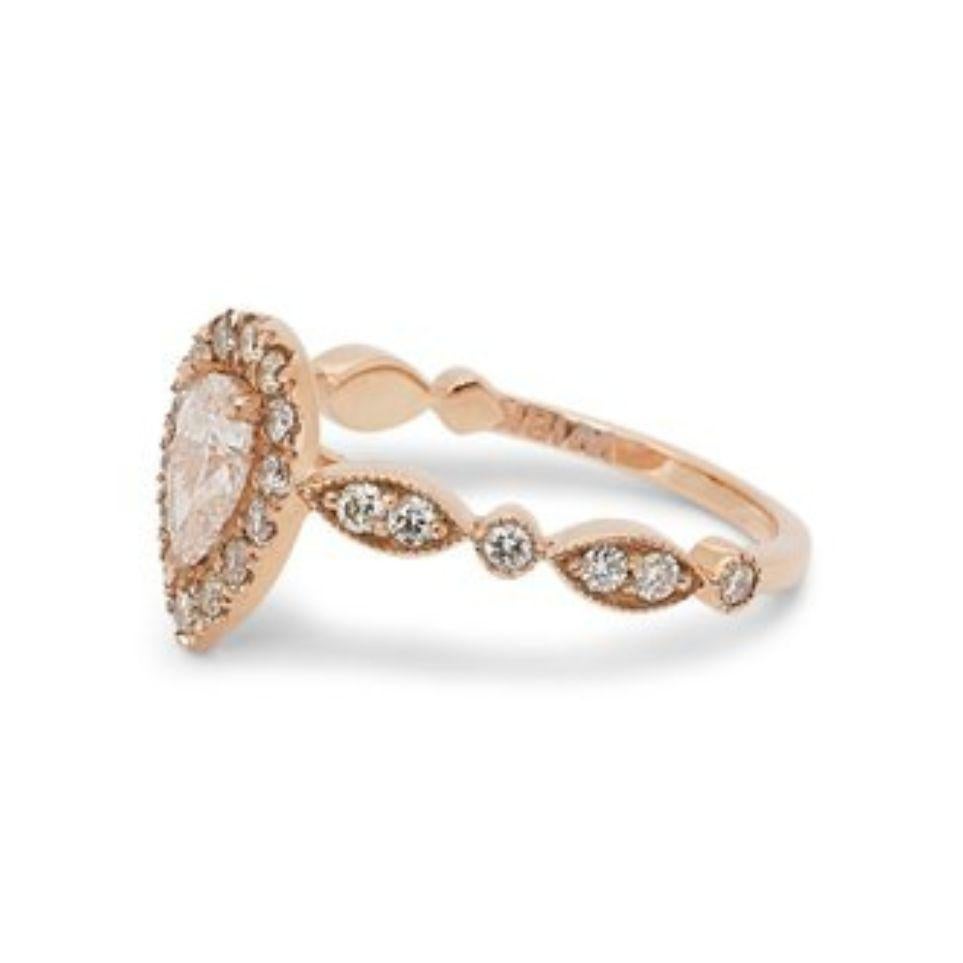 Beautiful 0.9ct Pear Brilliant Diamond Ring In New Condition For Sale In רמת גן, IL