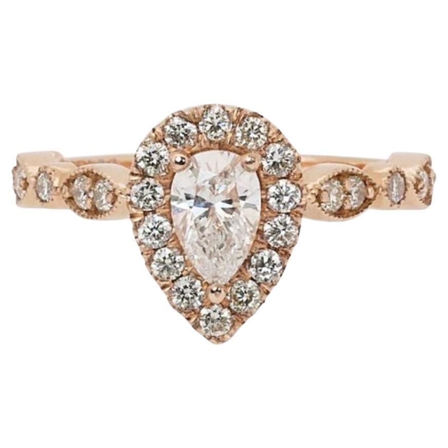 Beautiful 0.9ct Pear Brilliant Diamond Ring For Sale