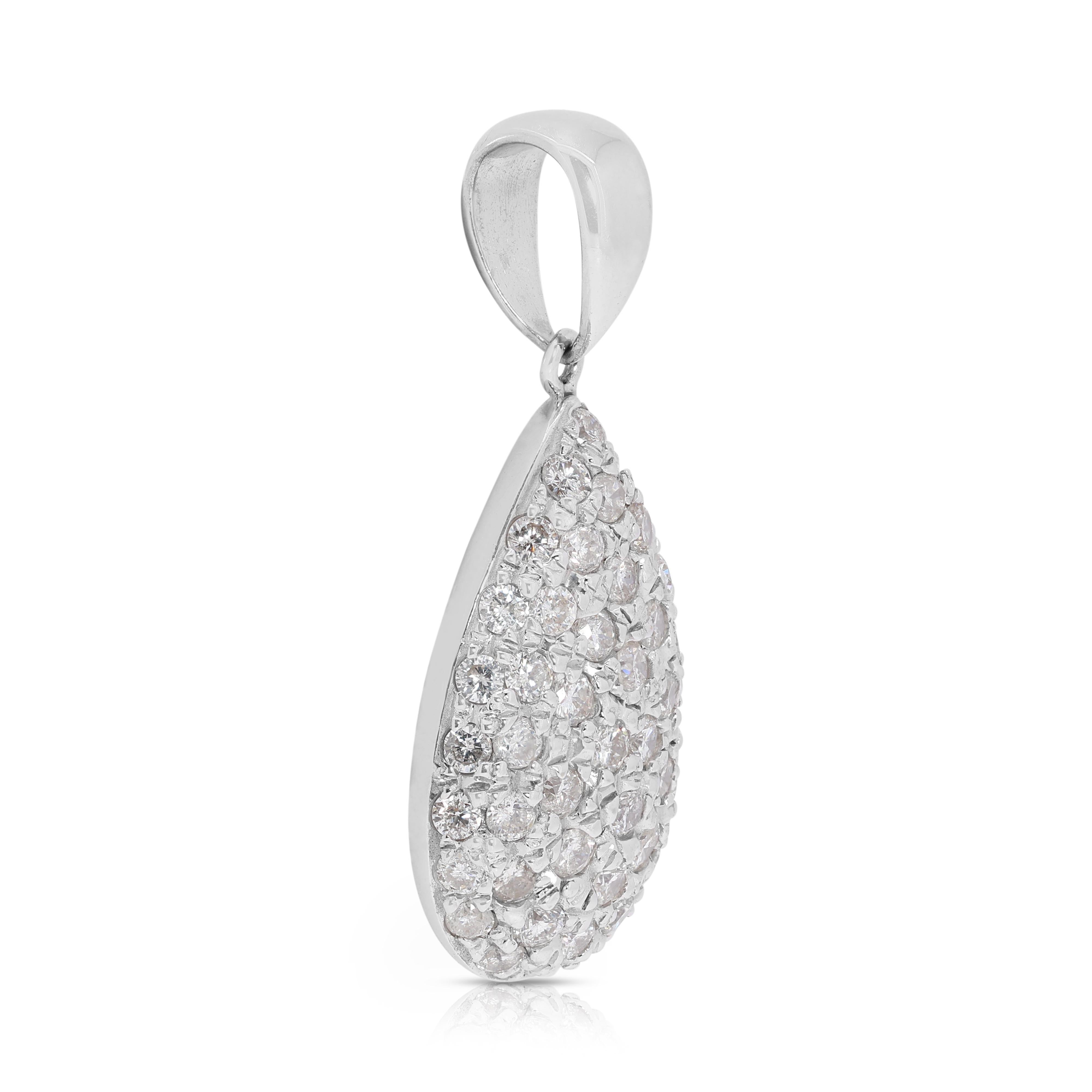 Taille ronde Magnifique pendentif en or blanc 18 carats avec diamant naturel de 1 carat (chaîne non incluse) en vente