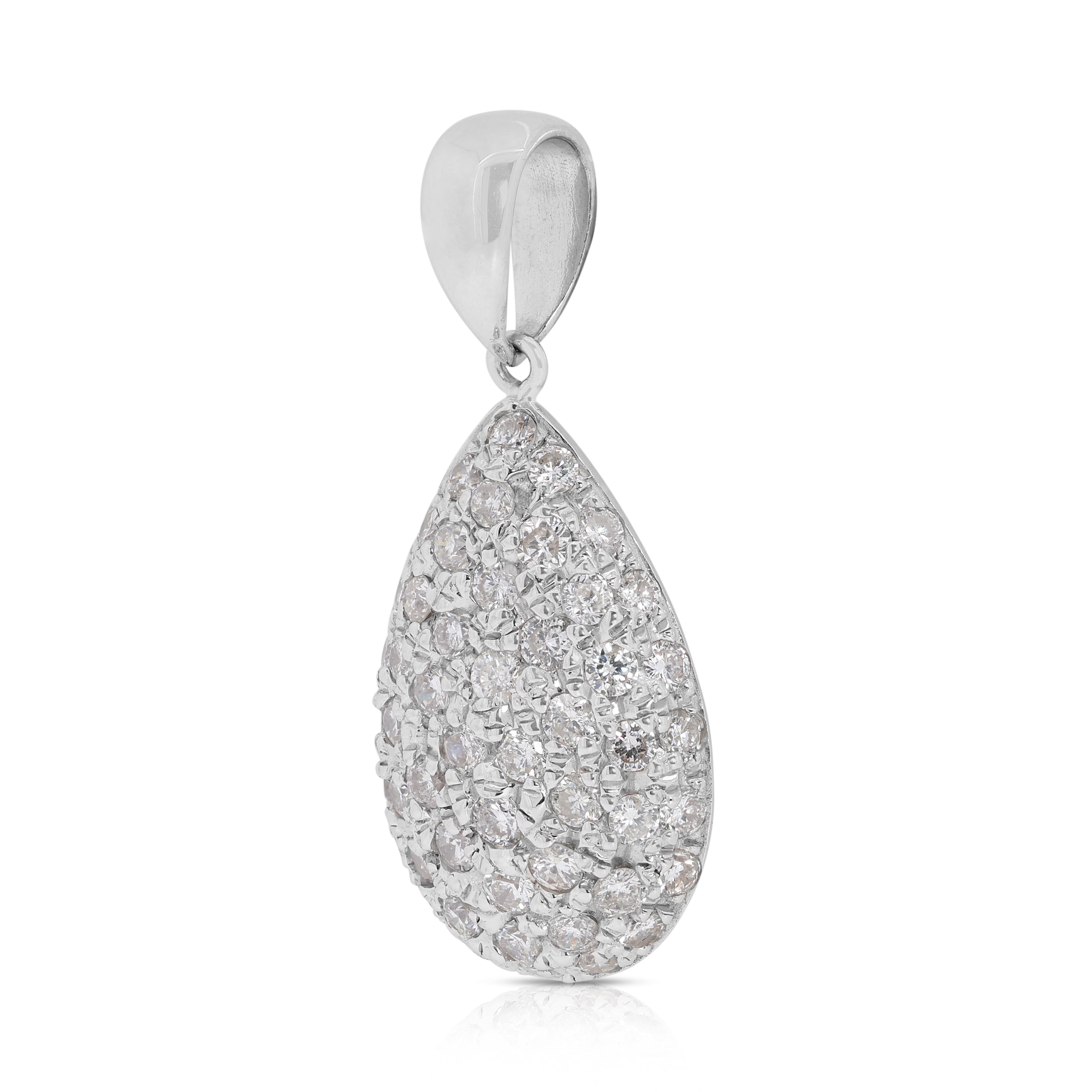 Magnifique pendentif en or blanc 18 carats avec diamant naturel de 1 carat (chaîne non incluse) Neuf - En vente à רמת גן, IL
