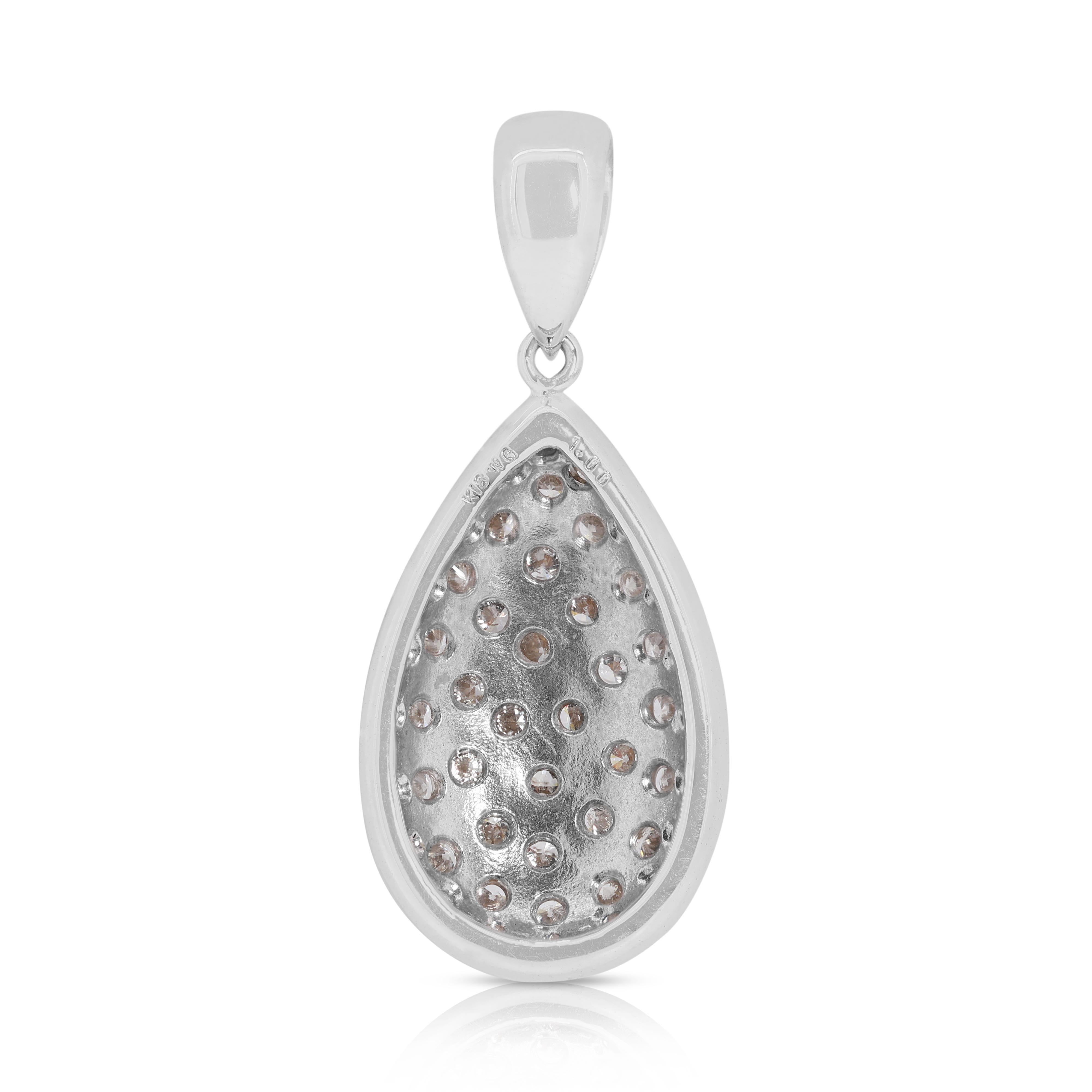 Magnifique pendentif en or blanc 18 carats avec diamant naturel de 1 carat (chaîne non incluse) en vente 1