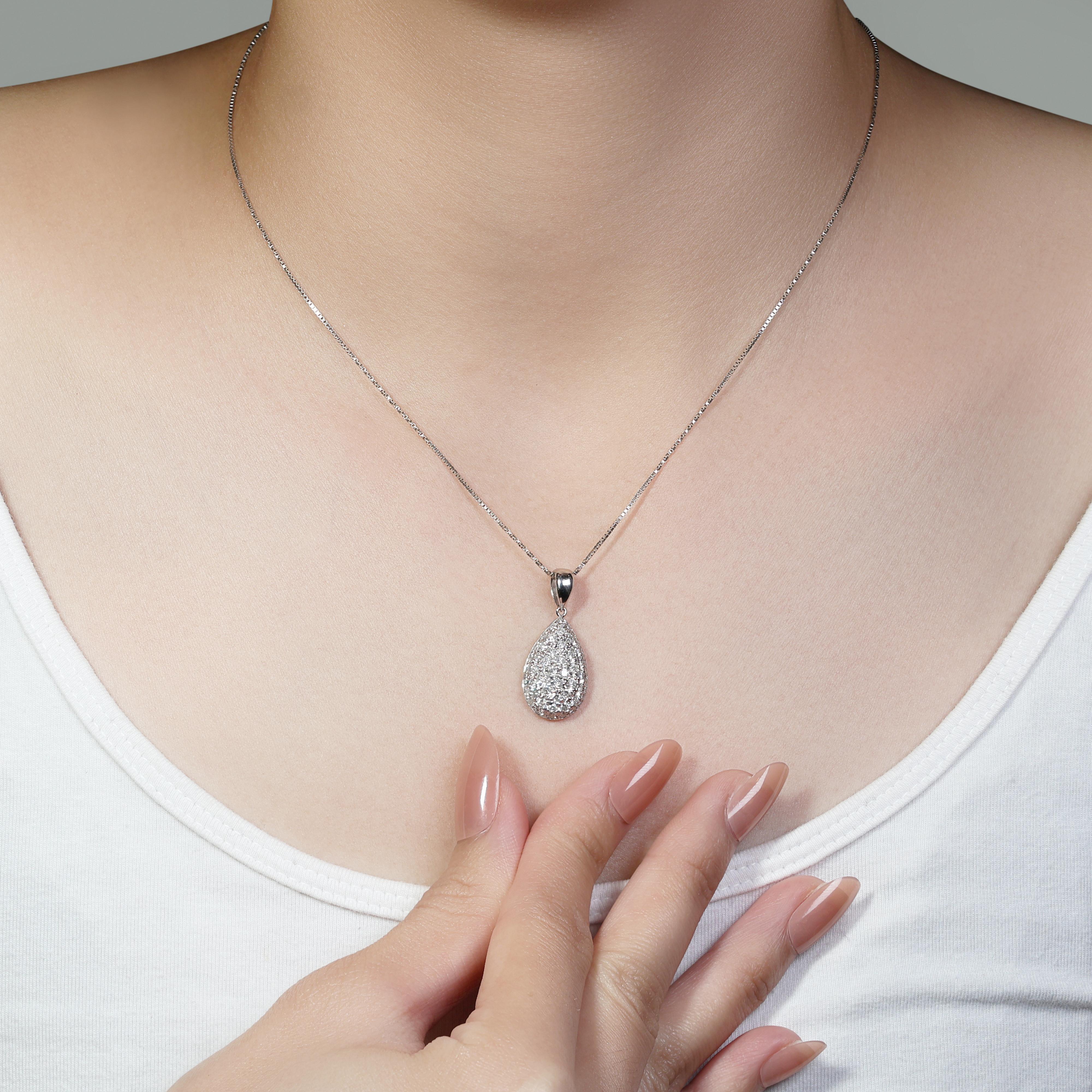 Magnifique pendentif en or blanc 18 carats avec diamant naturel de 1 carat (chaîne non incluse) en vente 2