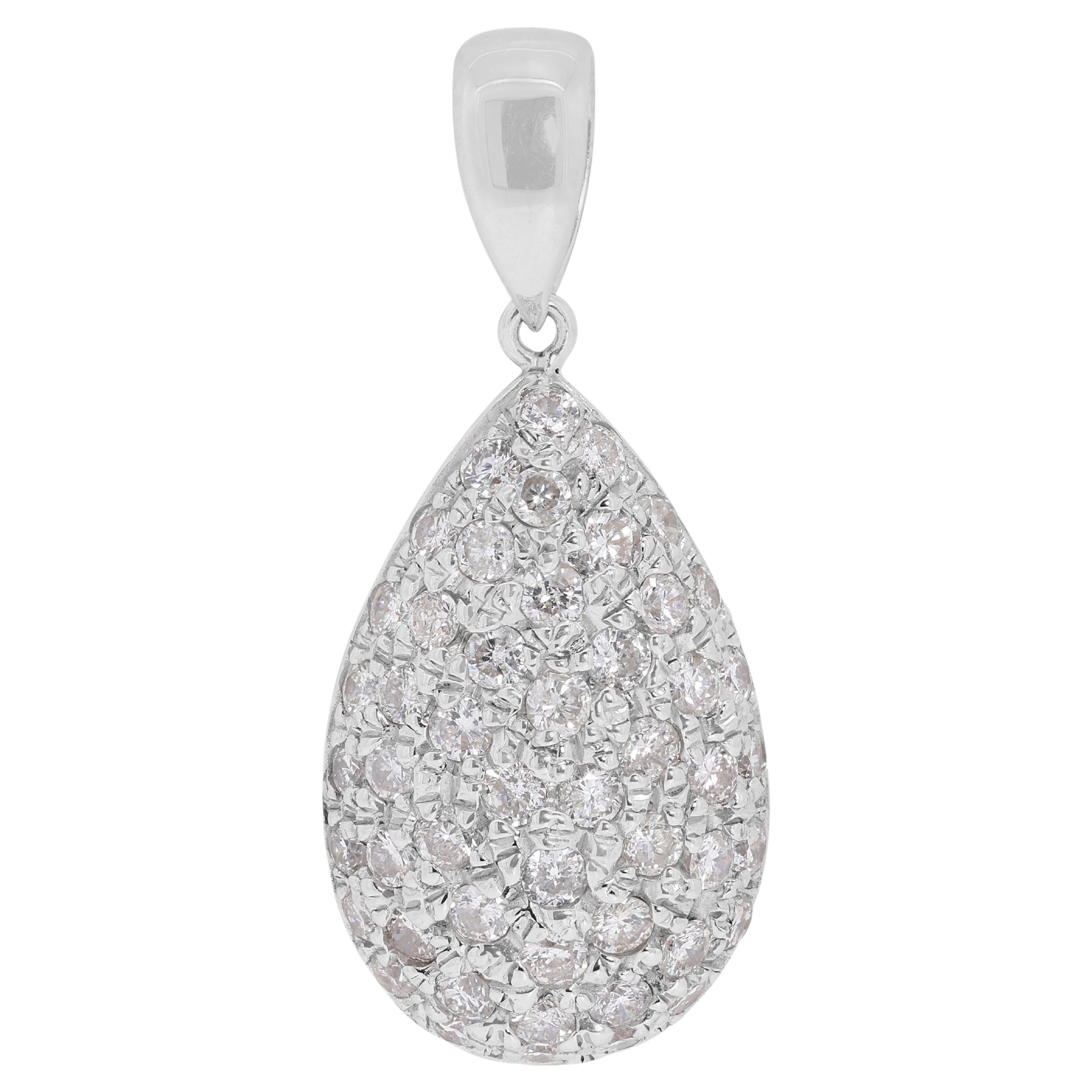 Bellissimo ciondolo con diamante naturale da 1 carato in oro bianco 18 carati (catenina non inclusa)