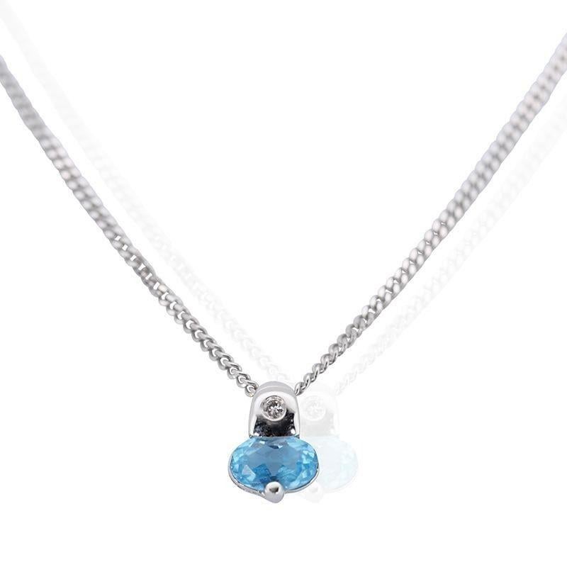 Beautiful 1 ct. Oval Topaz Necklace
 

Product Details: 

Metal: 18k White Gold 

Main stone: 
1 pcs 1tcw Oval natural Topaz
colour: blue

Side stones: 
1 pcs 0.02 round brilliant natural diamonds
G colour 
VS clarity

Total carat weight:  1.02 tcw