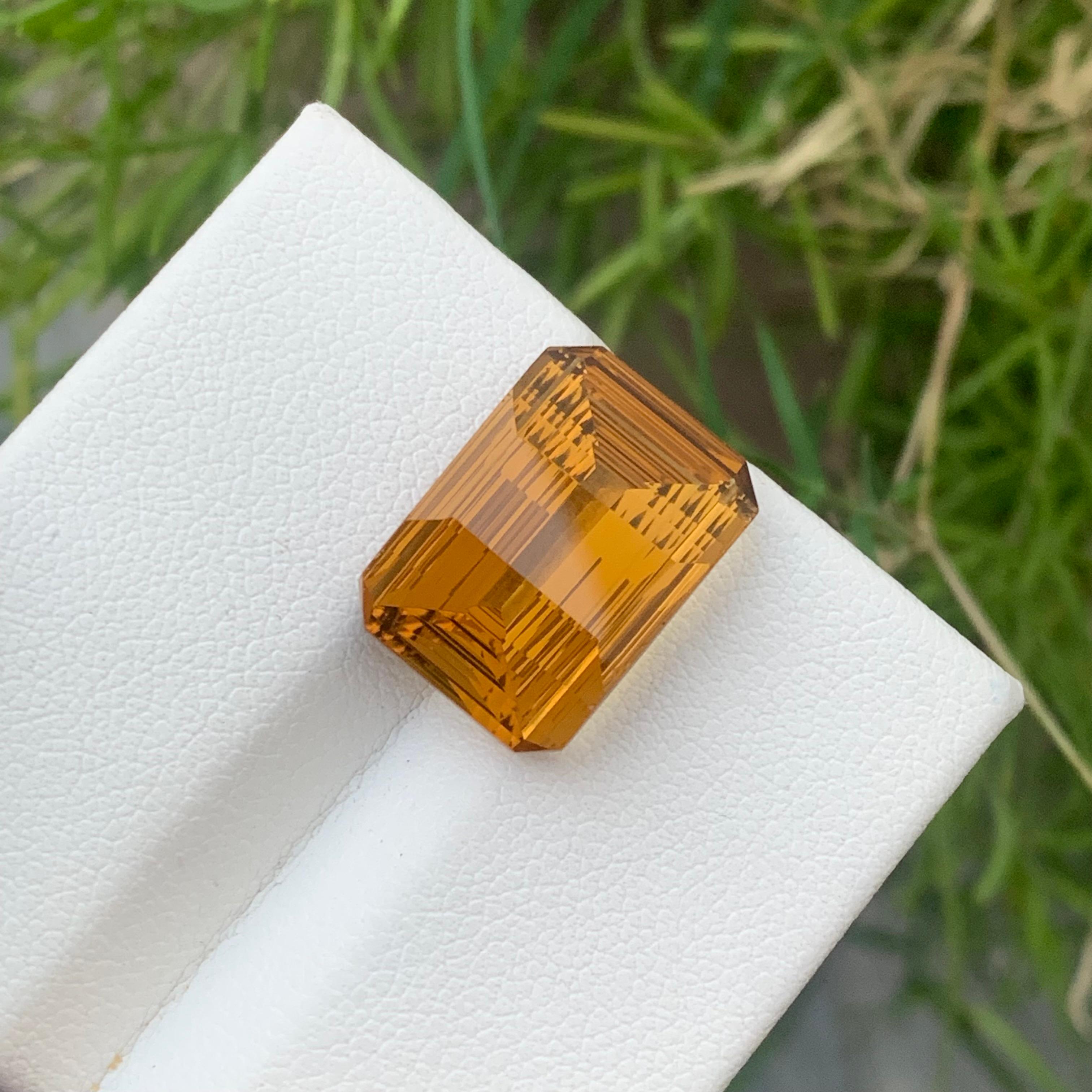 Women's or Men's Beautiful 10.20 Carat Laser Cut Natural Loose Citrine Pixel Cut from Brazil Mine For Sale