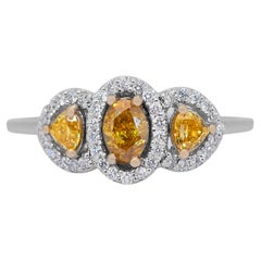 Beautiful 1.03ct Diamonds 3-Stone Ring in 18k White Gold - IGI Certified