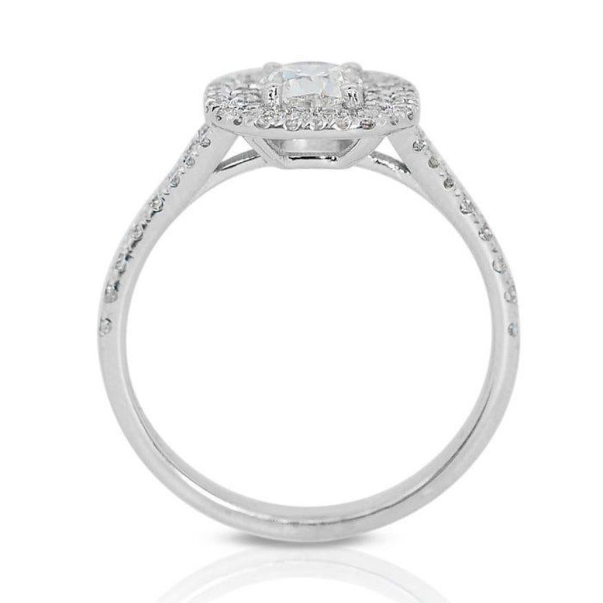 Women's Beautiful 1.03ct Square Cushion Brilliant Diamond Ring in 18K White Gold For Sale
