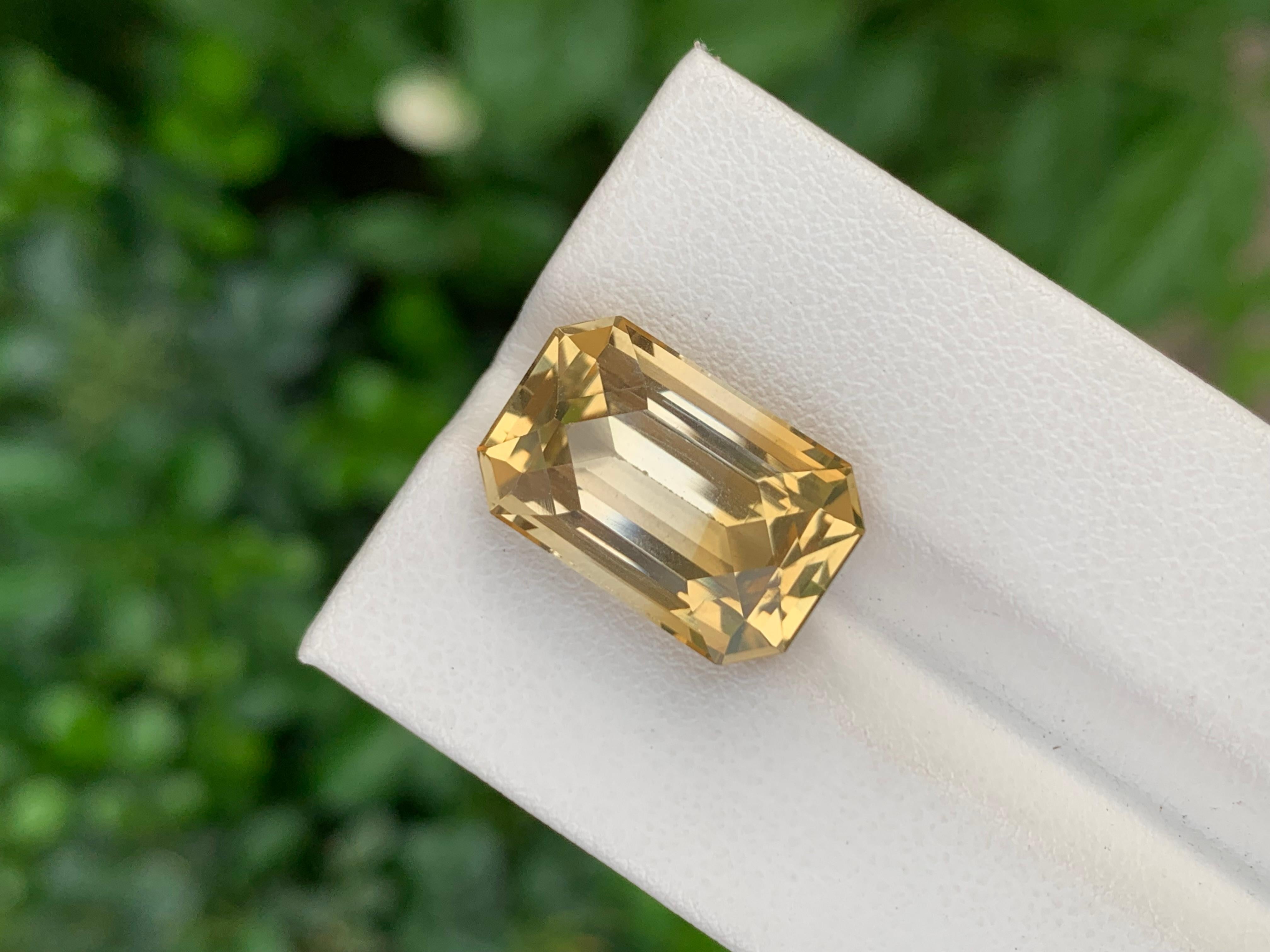 Schöne 10,55 Karat natürliche lose gelbe Citrin Smaragd Form Edelstein im Angebot 1