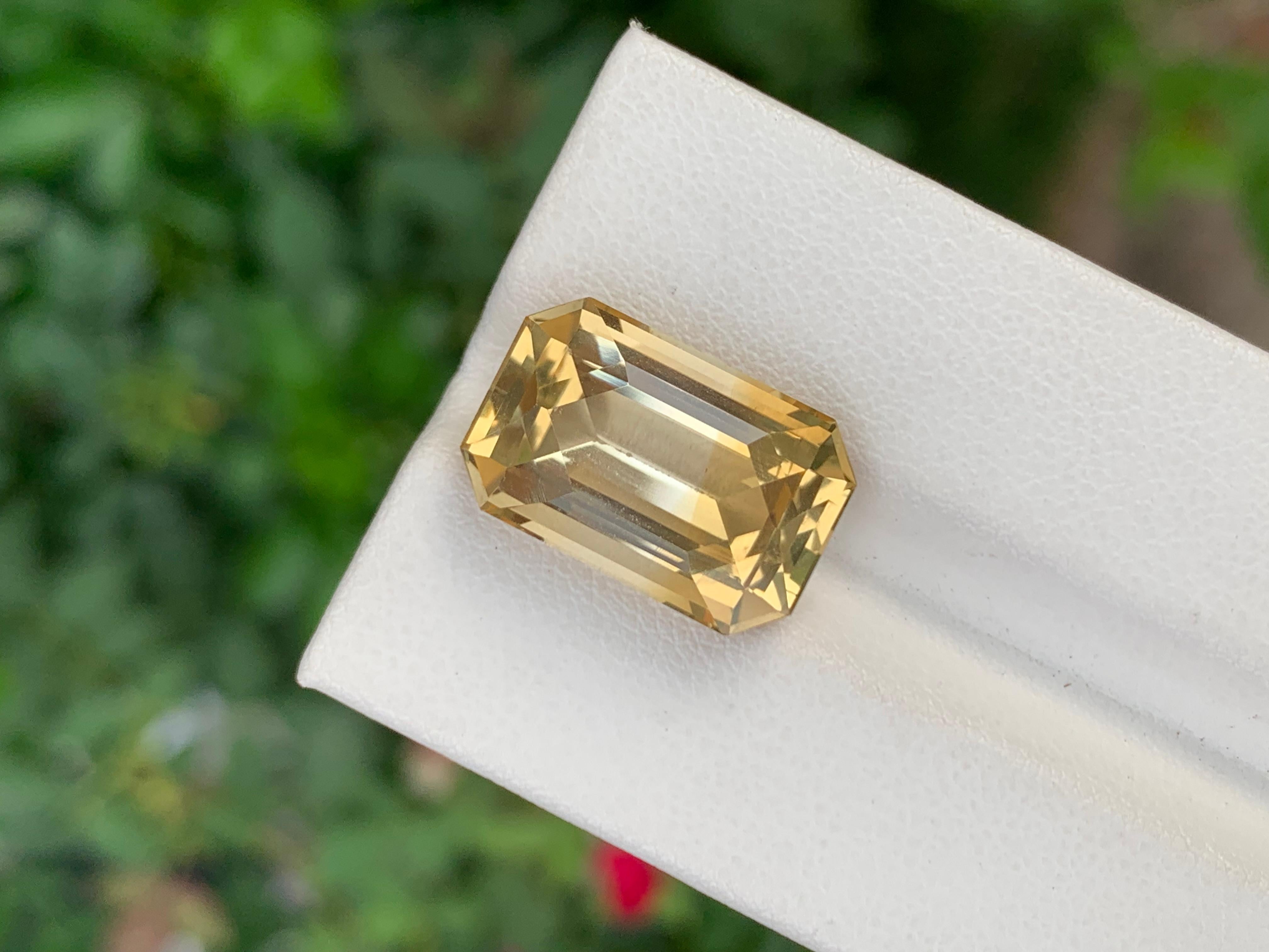 Schöne 10,55 Karat natürliche lose gelbe Citrin Smaragd Form Edelstein im Angebot 2