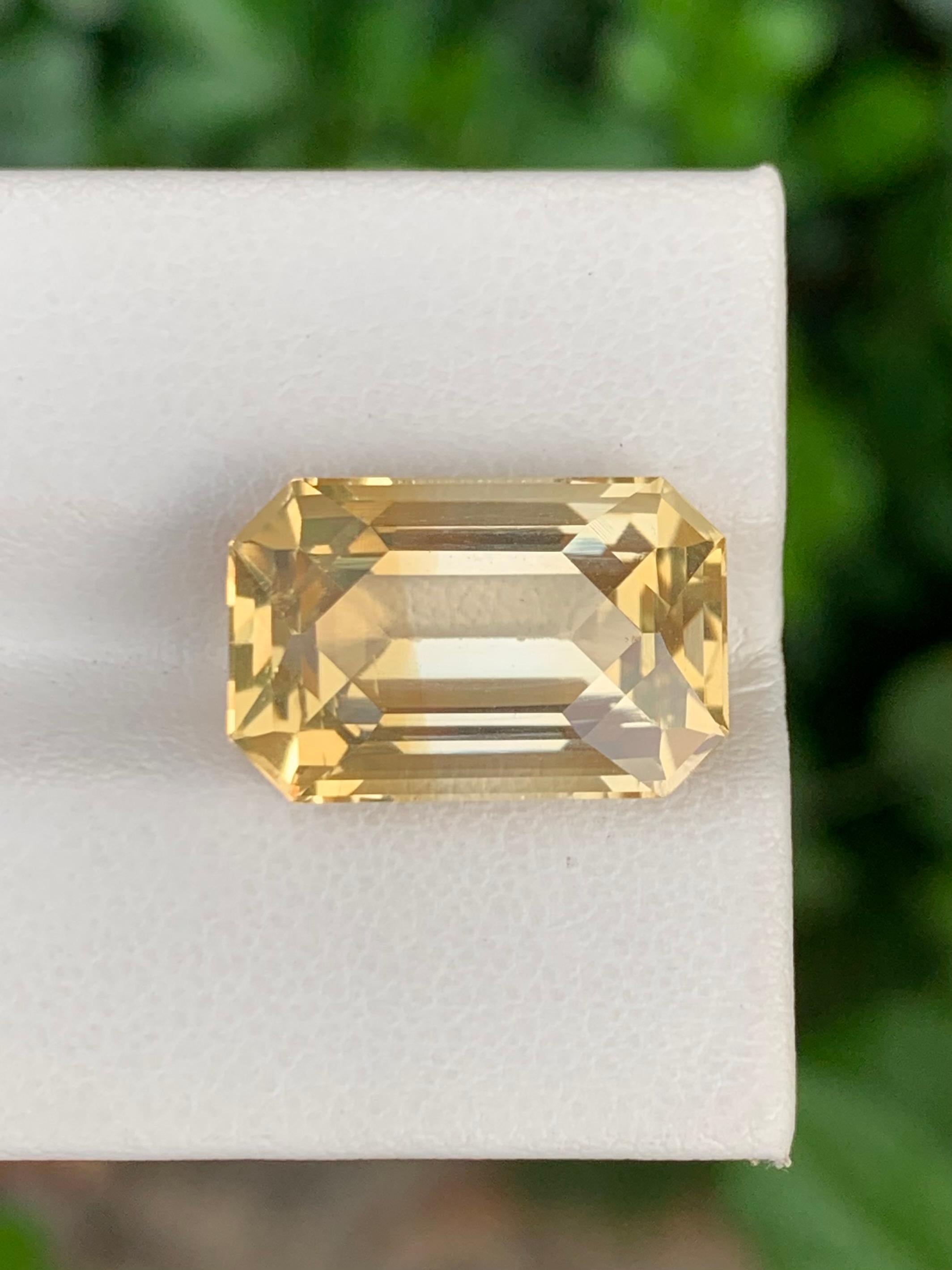 Schöne 10,55 Karat natürliche lose gelbe Citrin Smaragd Form Edelstein im Angebot 3