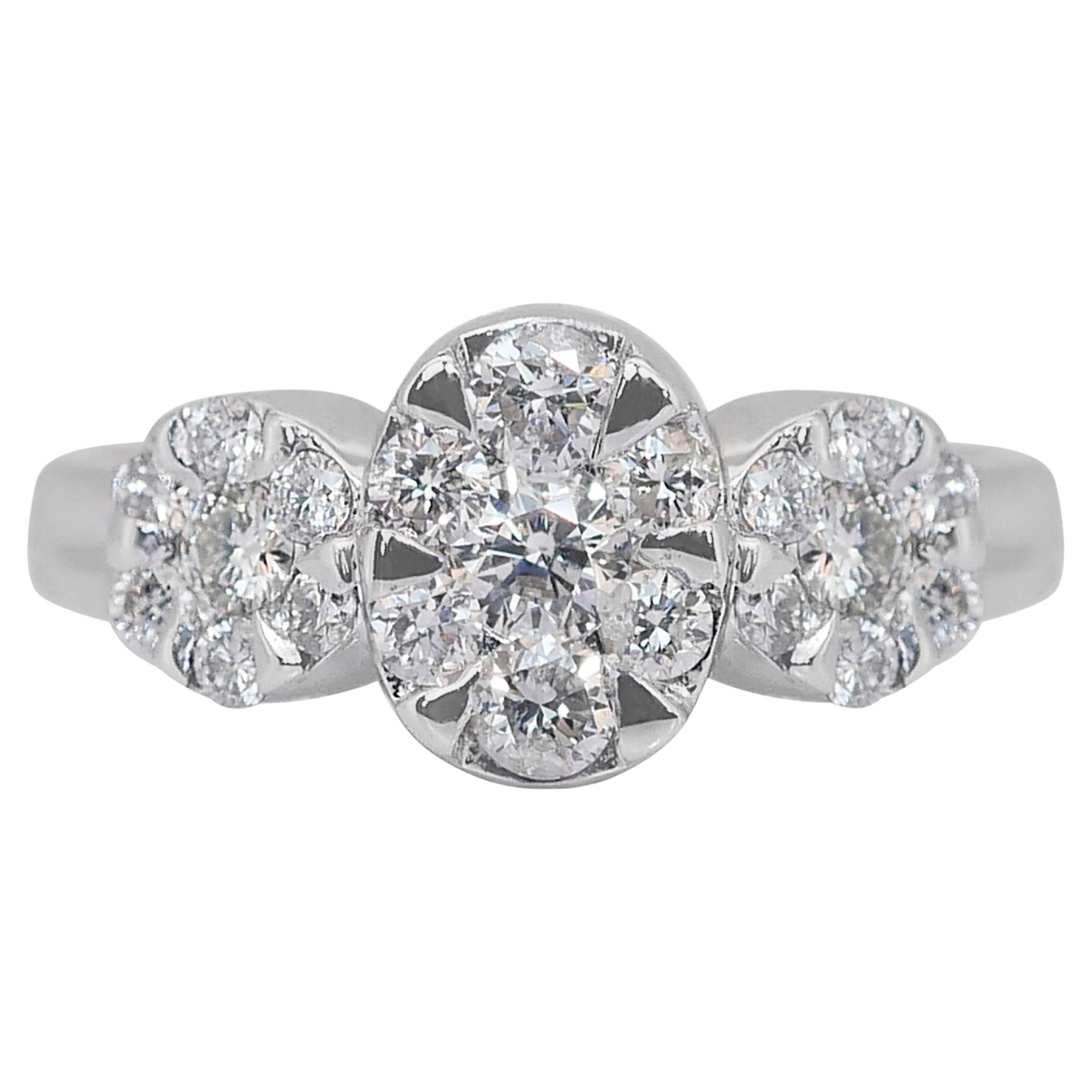 Diamond Cluster Beautiful 1.05ct Diamonds Cluster Ring in 18k White Gold - IGI ...