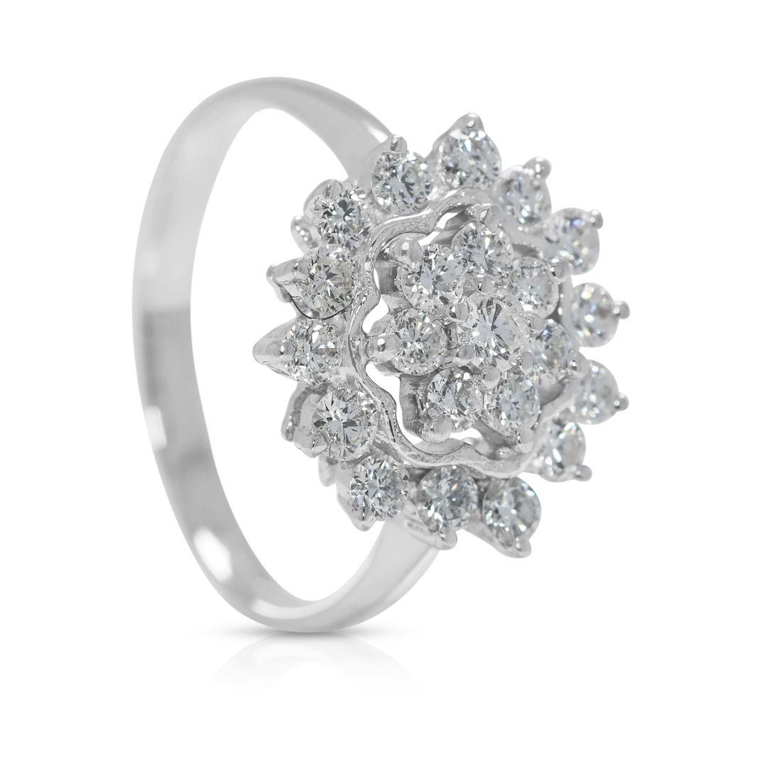 Beautiful 1.15ct Natural Diamond Ring in 14K White Gold In New Condition For Sale In רמת גן, IL