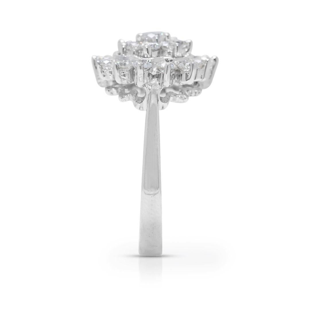 Beautiful 1.15ct Natural Diamond Ring in 14K White Gold For Sale 1