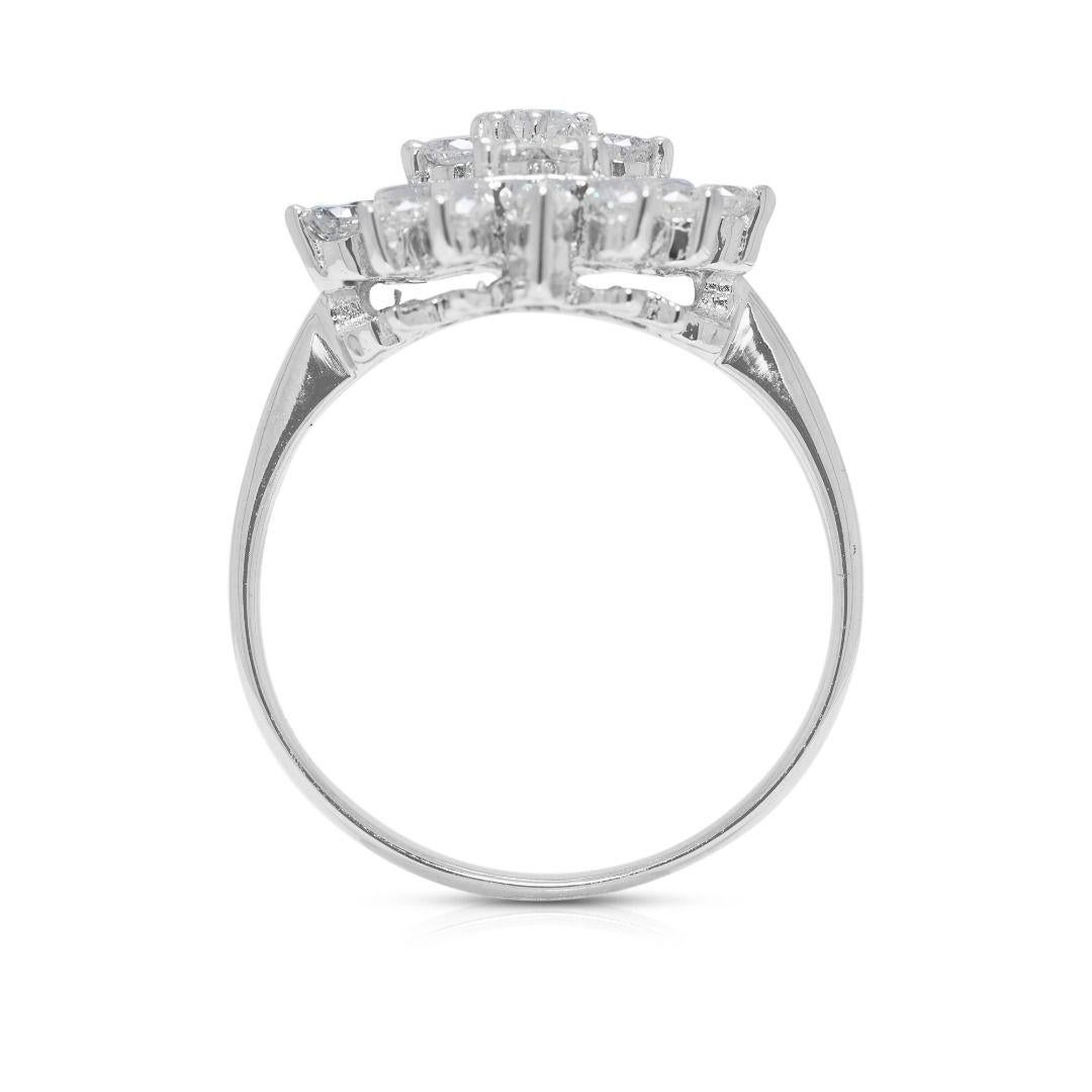 Beautiful 1.15ct Natural Diamond Ring in 14K White Gold For Sale 2