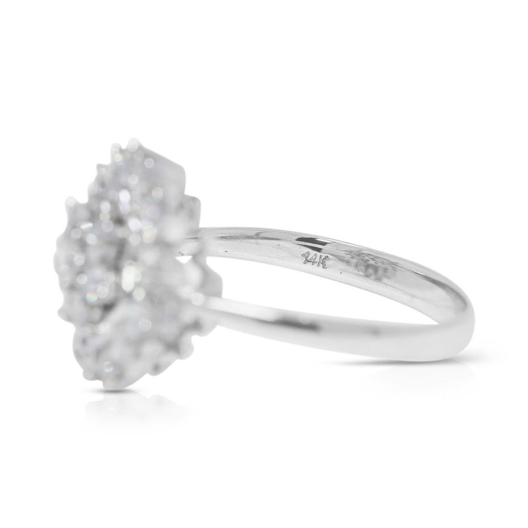 Beautiful 1.15ct Natural Diamond Ring in 14K White Gold For Sale 3