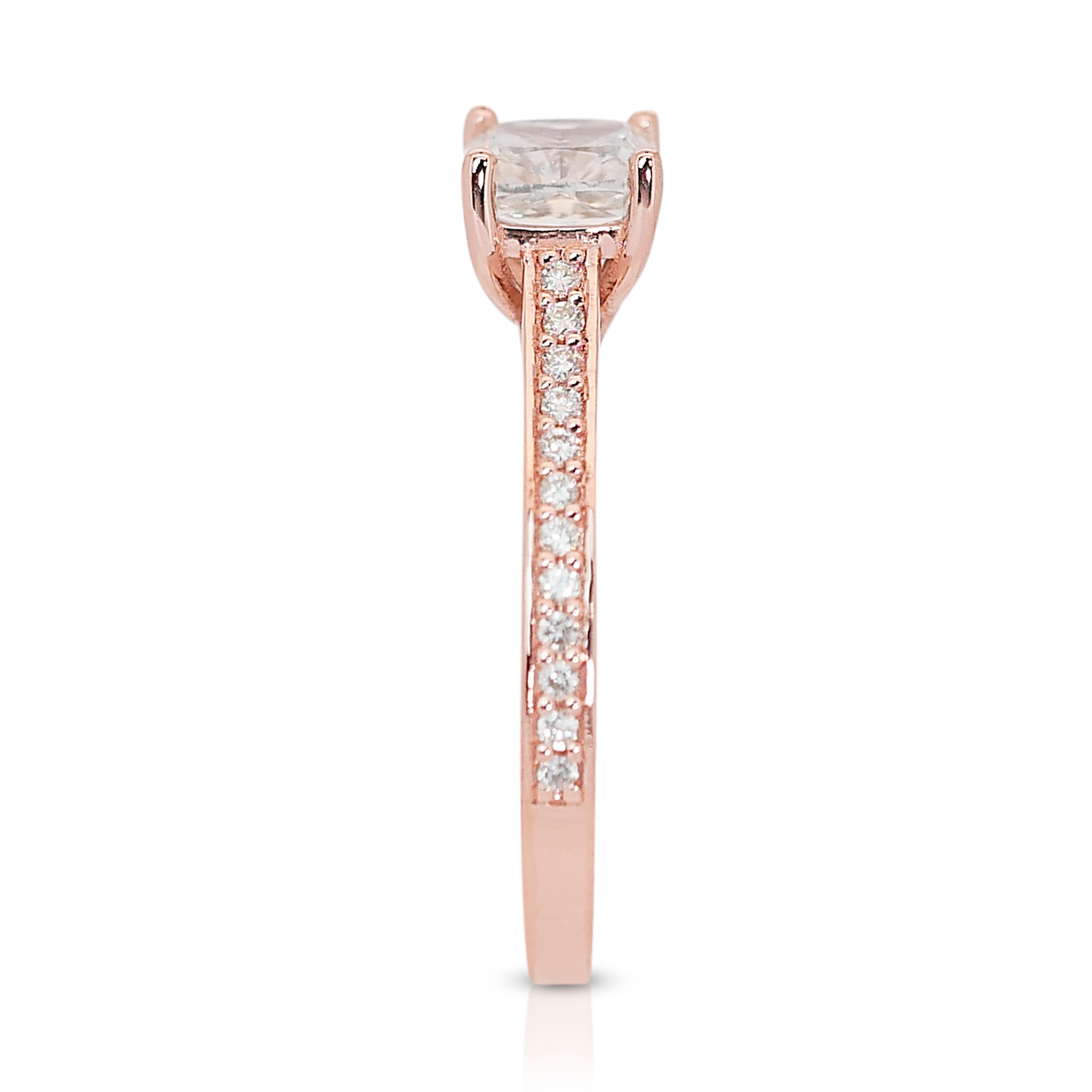 Beautiful 1.17ct Diamonds Pave Ring in 14k Rose Gold - GIA Certified In New Condition In רמת גן, IL