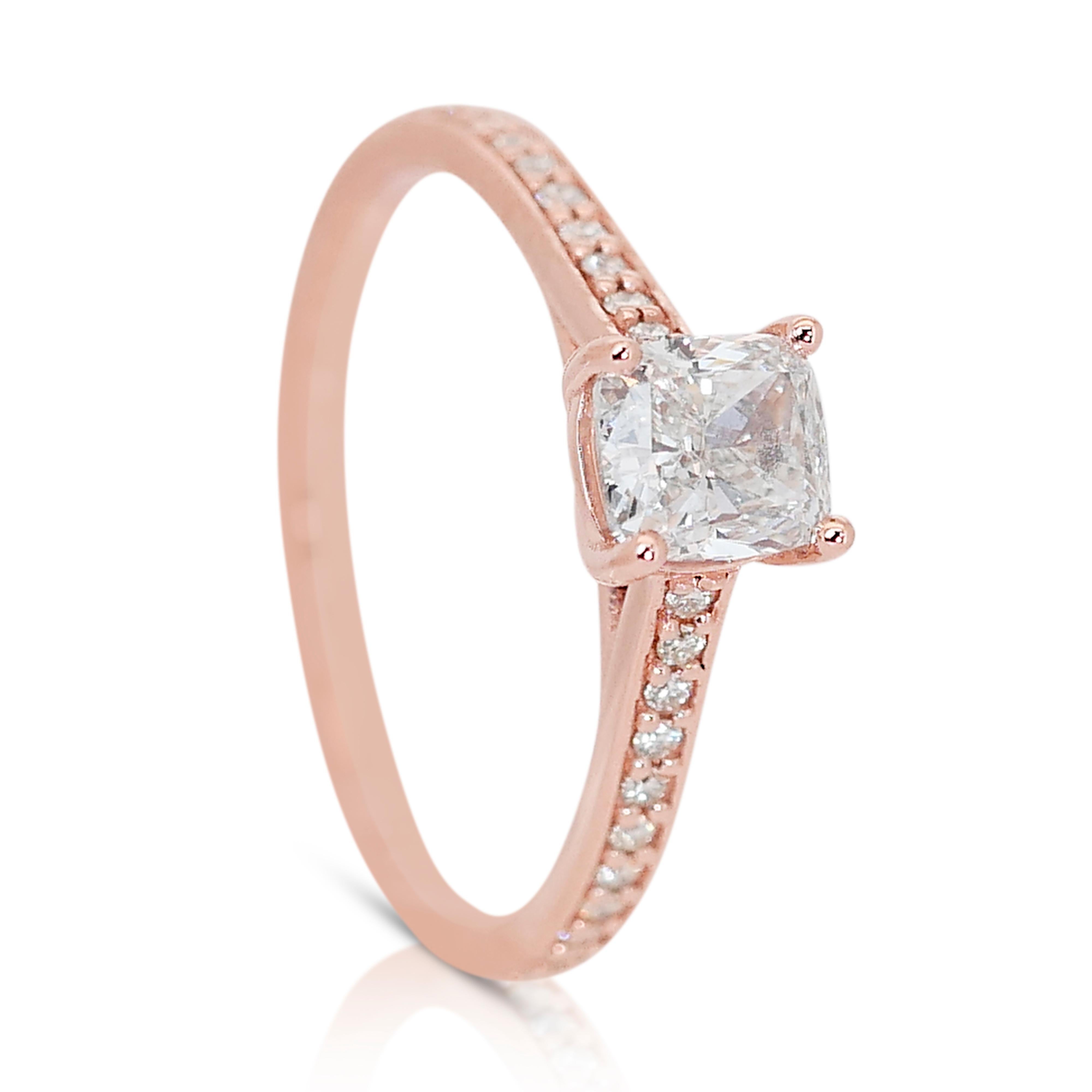 Beautiful 1.17ct Diamonds Pave Ring in 14k Rose Gold - GIA Certified 1