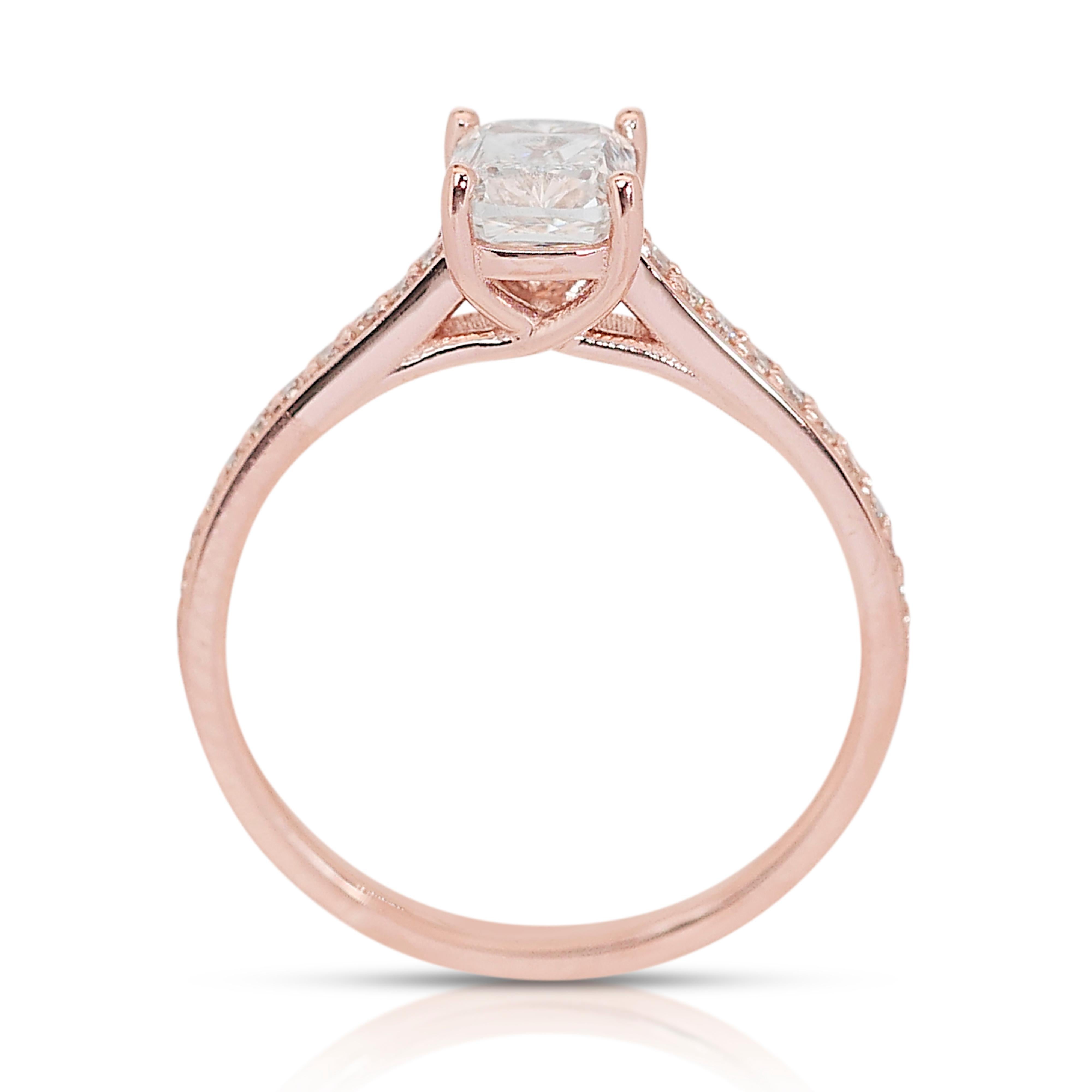 Beautiful 1.17ct Diamonds Pave Ring in 14k Rose Gold - GIA Certified 2