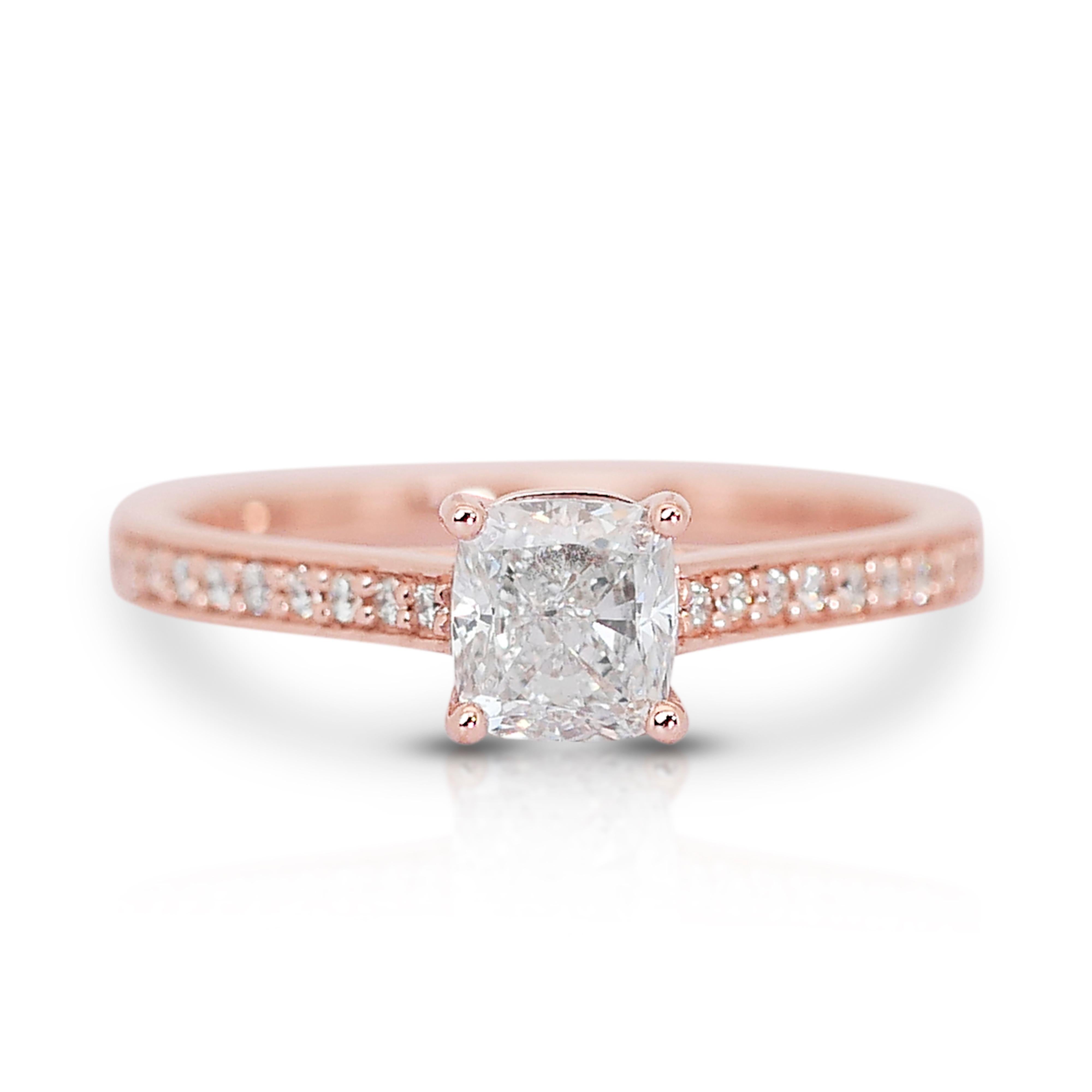 Beautiful 1.17ct Diamonds Pave Ring in 14k Rose Gold - GIA Certified 3