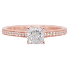 Beautiful 1.17ct Diamonds Pave Ring in 14k Rose Gold - GIA Certified