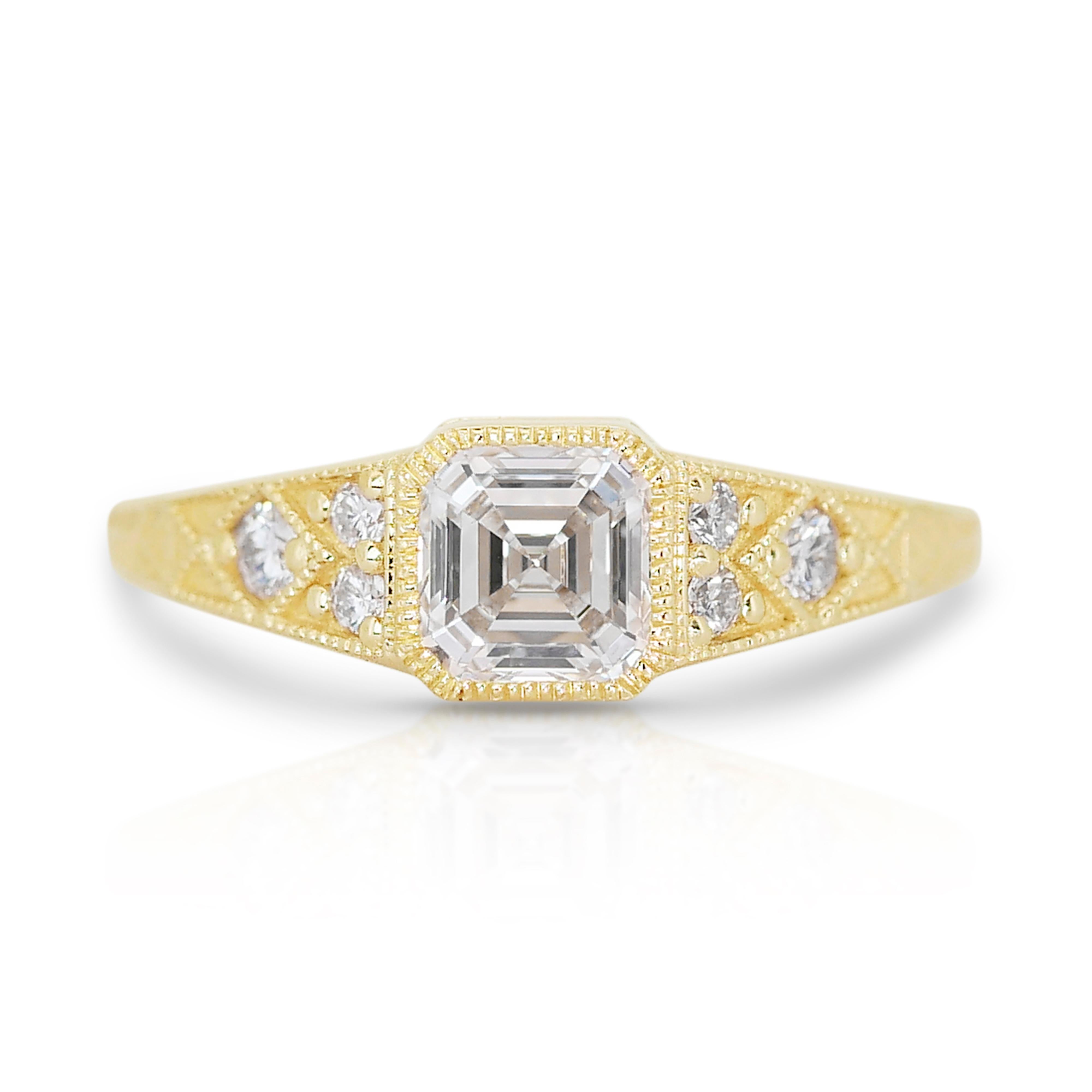 Beautiful 1.17ct Diamonds Pave Ring in 18k Yellow Gold - GIA Certified For Sale 3