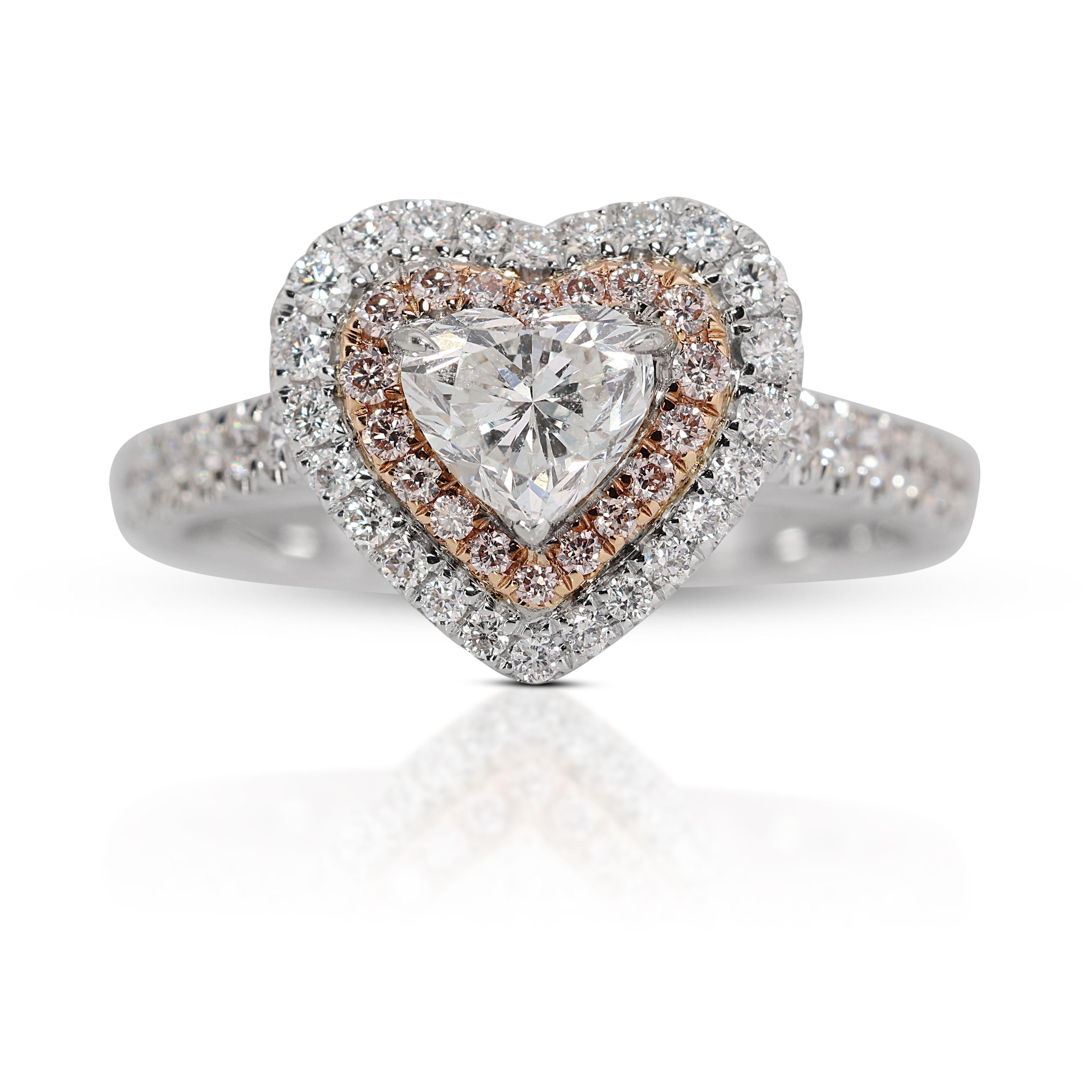 Heart Cut Beautiful 1.19ct Heart-shaped Diamond Ring in 18K White Gold For Sale