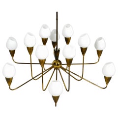 Beautiful 12-Armed Extra Large Midcentury Brass Chandelier