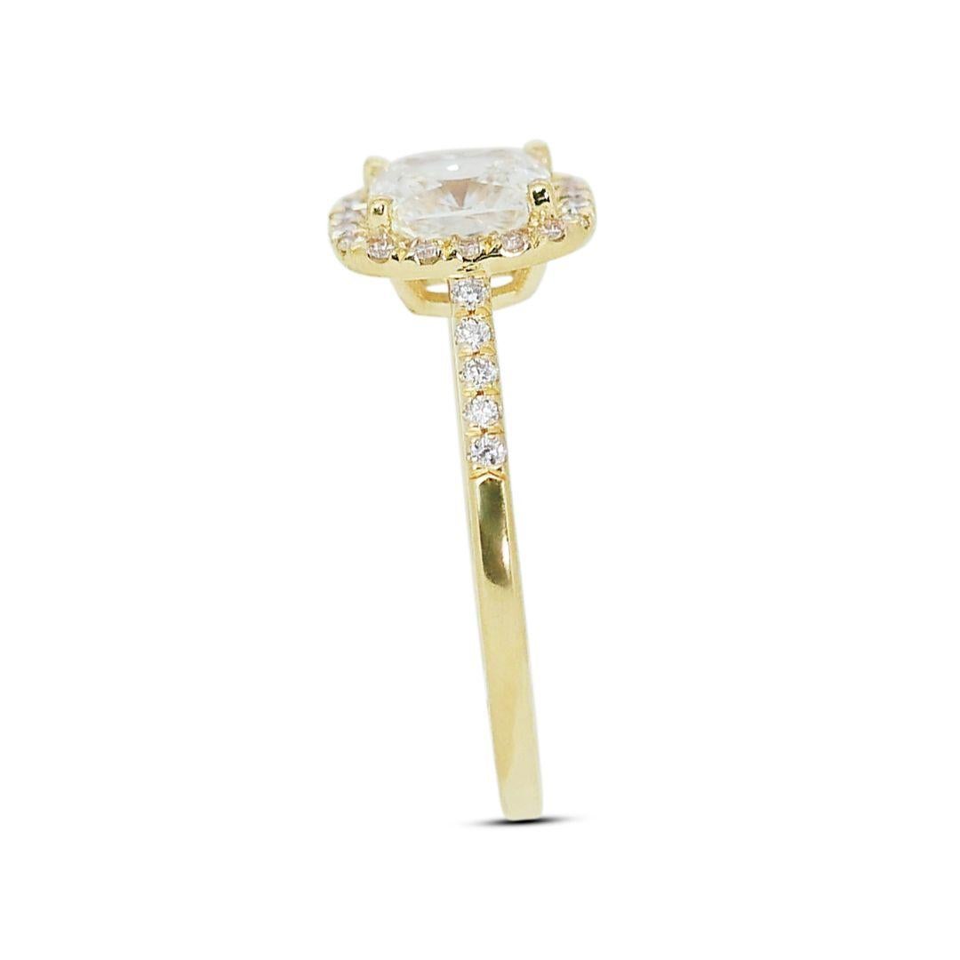 Magnifique bague halo de diamants 1,22 carat en or jaune 18 carats, certifiée GIA en vente 1