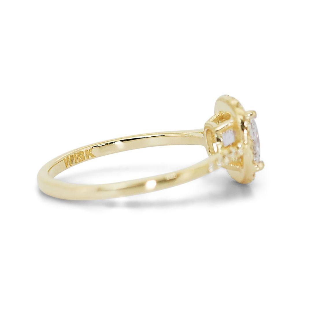 Magnifique bague halo de diamants 1,22 carat en or jaune 18 carats, certifiée GIA en vente 2