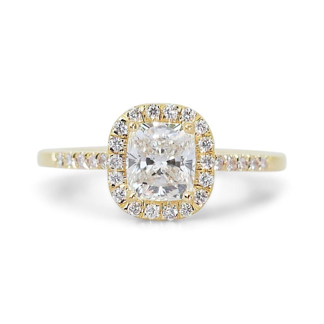 Magnifique bague halo de diamants 1,22 carat en or jaune 18 carats, certifiée GIA en vente 4