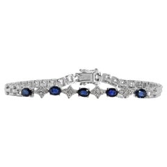 Beautiful 1.30ct Sapphire Bracelet with Natural Diamonds in 18K White Gold