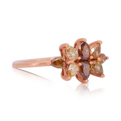 Beautiful 1.36ct Diamonds Fancy-Colored Ring in 14k Rose Gold - IGI Certified