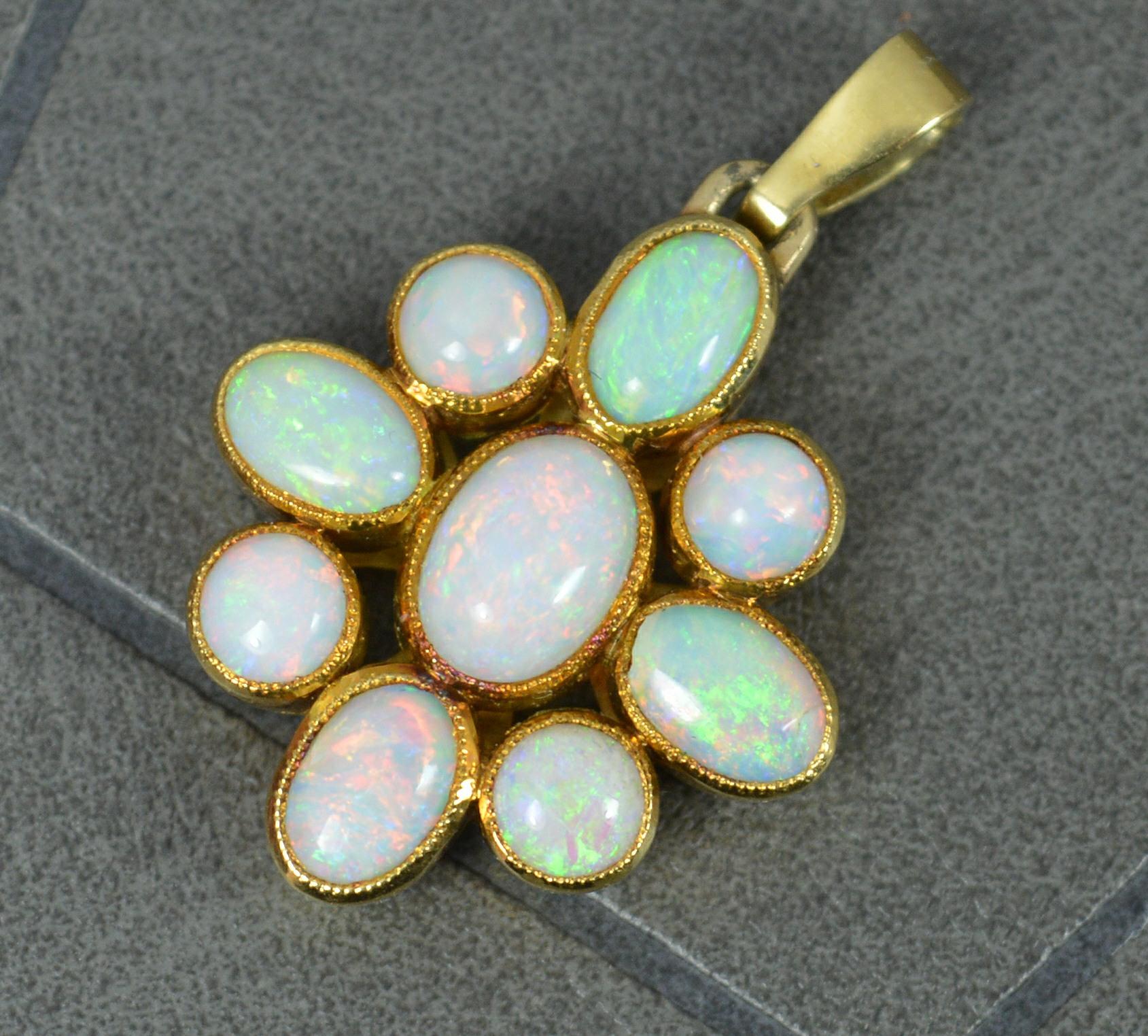 Oval Cut Beautiful 14 Carat Gold and Colourful Natural Opal Pendant