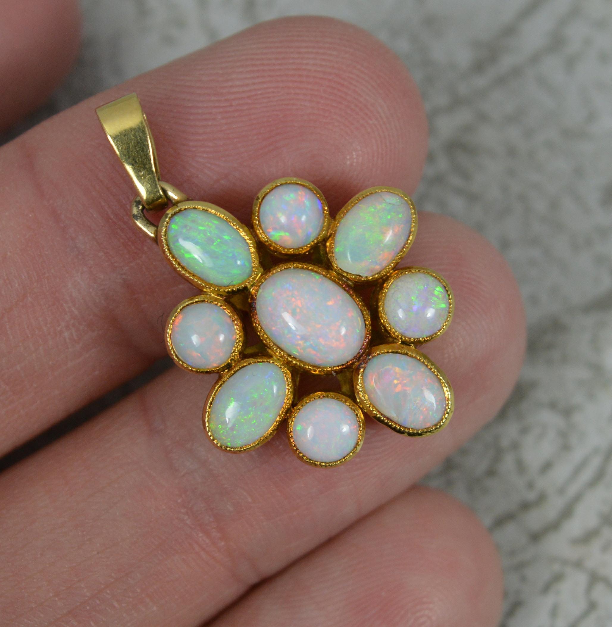 Beautiful 14 Carat Gold and Colourful Natural Opal Pendant In Good Condition In St Helens, GB