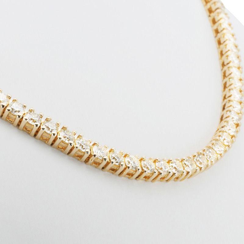 Beautiful 14 Yellow Gold Tennis Necklace with 25 Ct Natural Diamonds In New Condition In רמת גן, IL