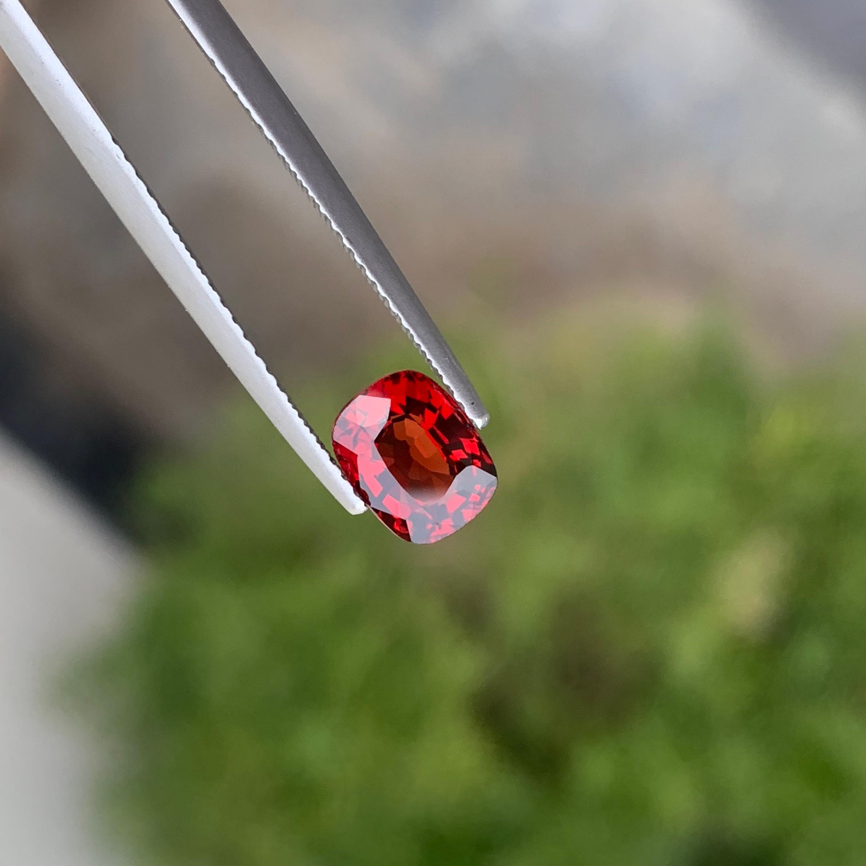Beautiful 1.45 Carat Natural Loose Red Spinel From Burma Myanmar Cushion Shape For Sale 1