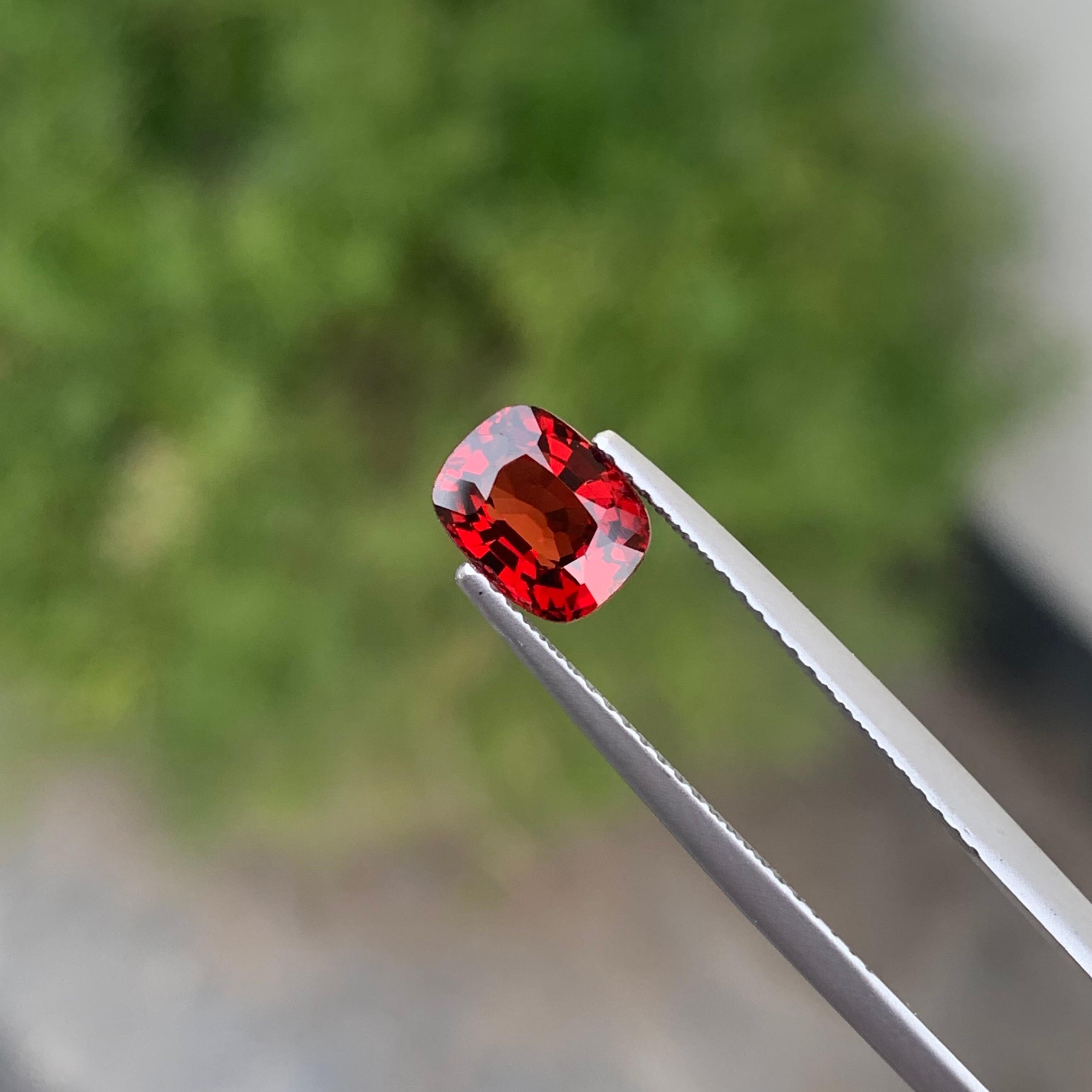 Beautiful 1.45 Carat Natural Loose Red Spinel From Burma Myanmar Cushion Shape For Sale 2