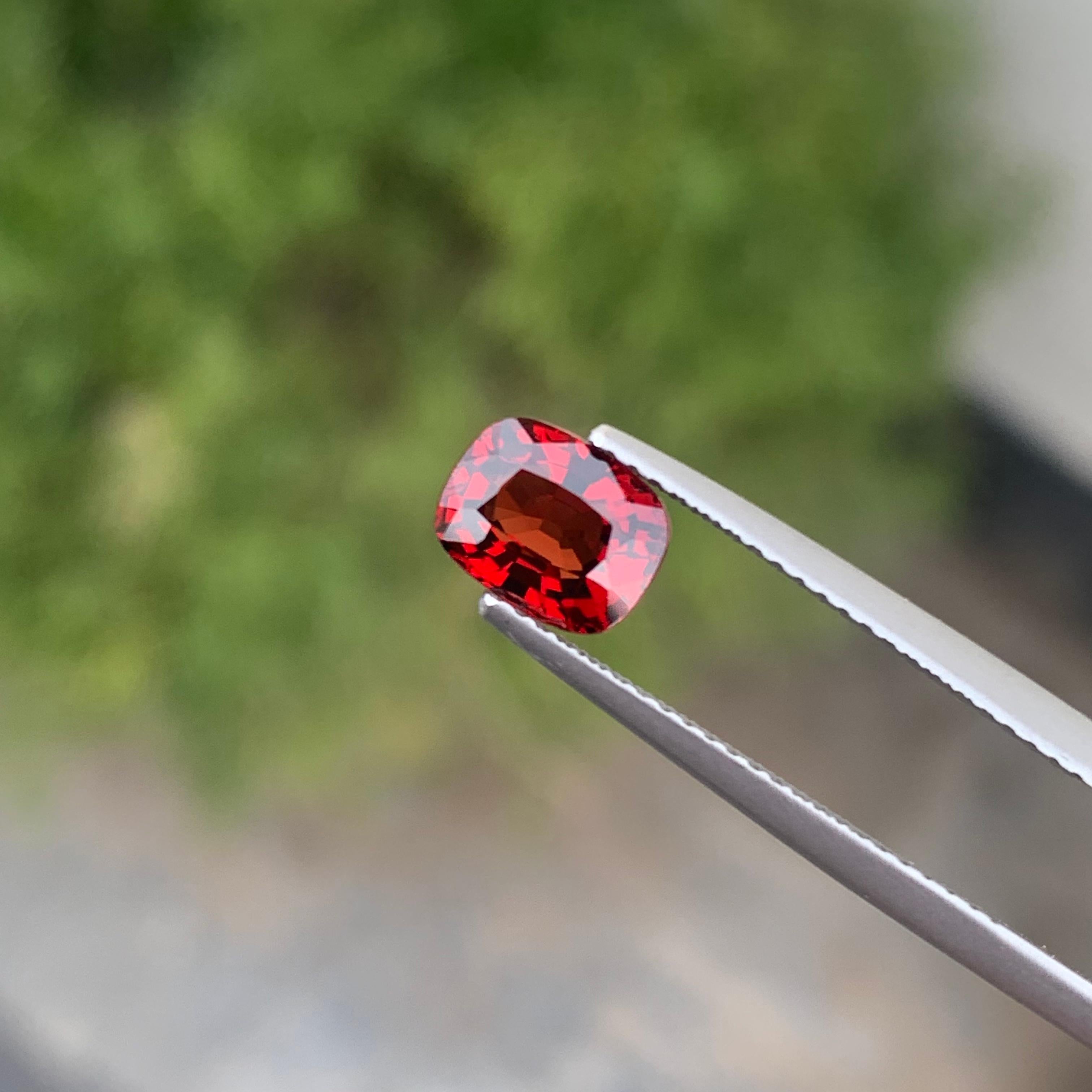 Beautiful 1.45 Carat Natural Loose Red Spinel From Burma Myanmar Cushion Shape For Sale 3