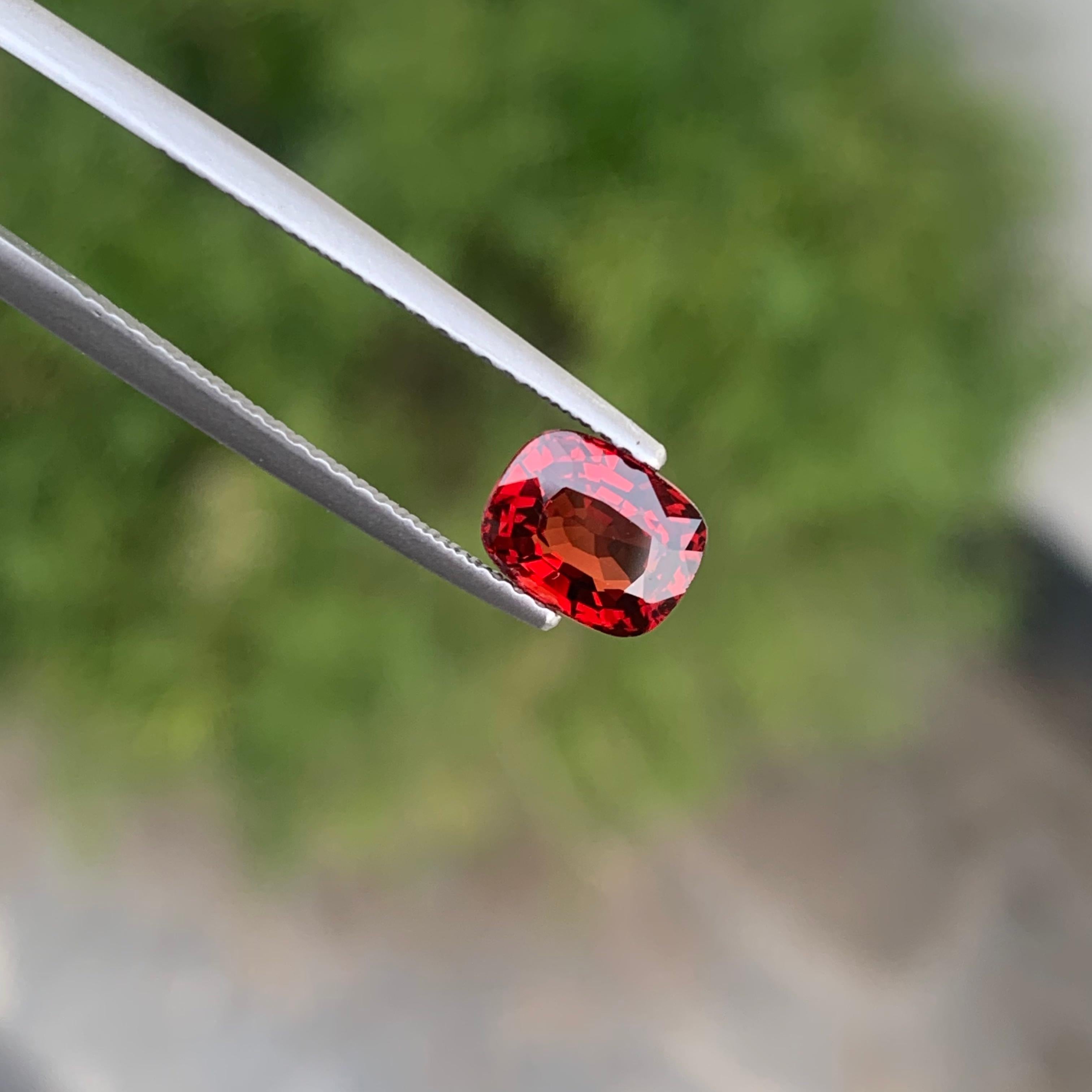 Beautiful 1.45 Carat Natural Loose Red Spinel From Burma Myanmar Cushion Shape For Sale 4