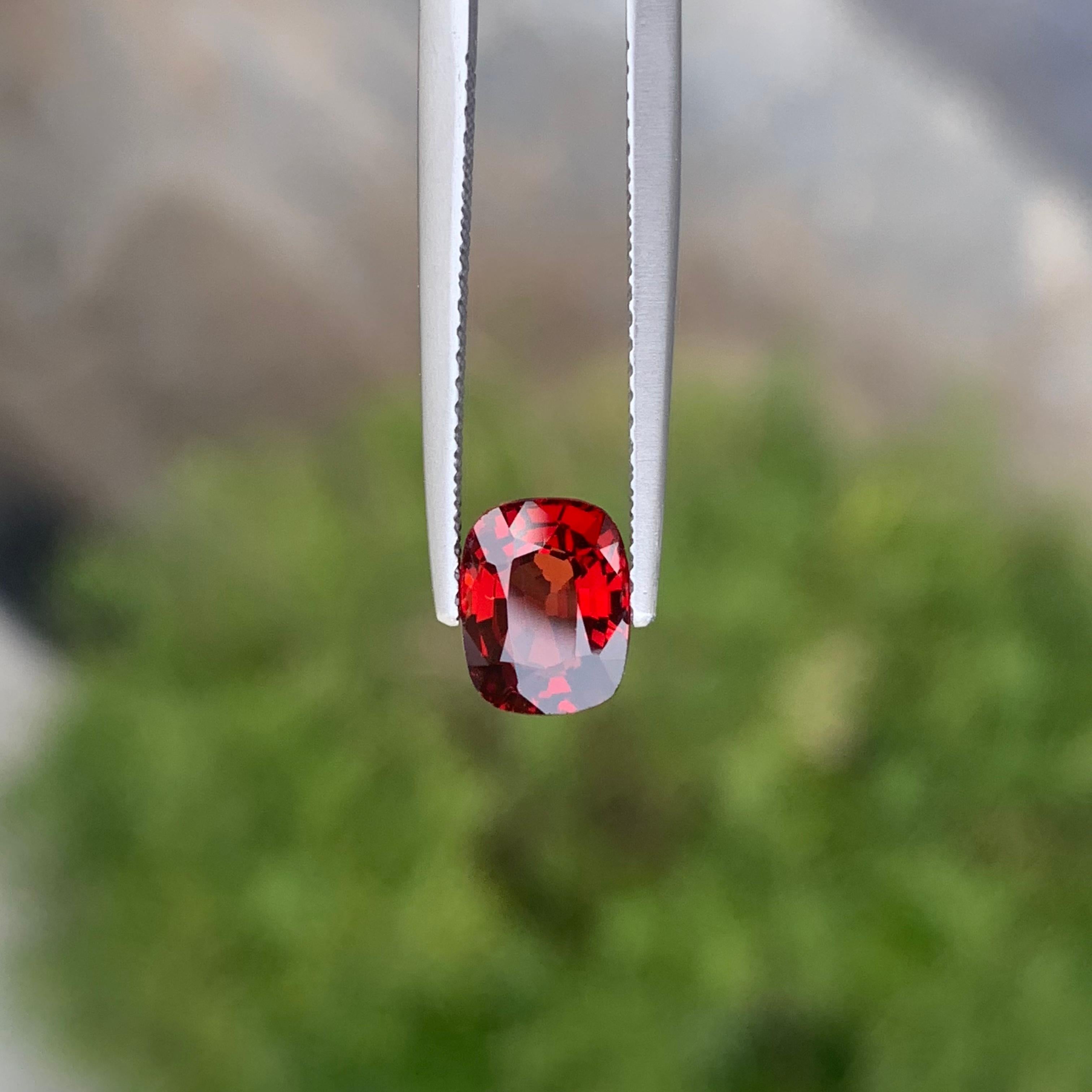 Beautiful 1.45 Carat Natural Loose Red Spinel From Burma Myanmar Cushion Shape For Sale 6