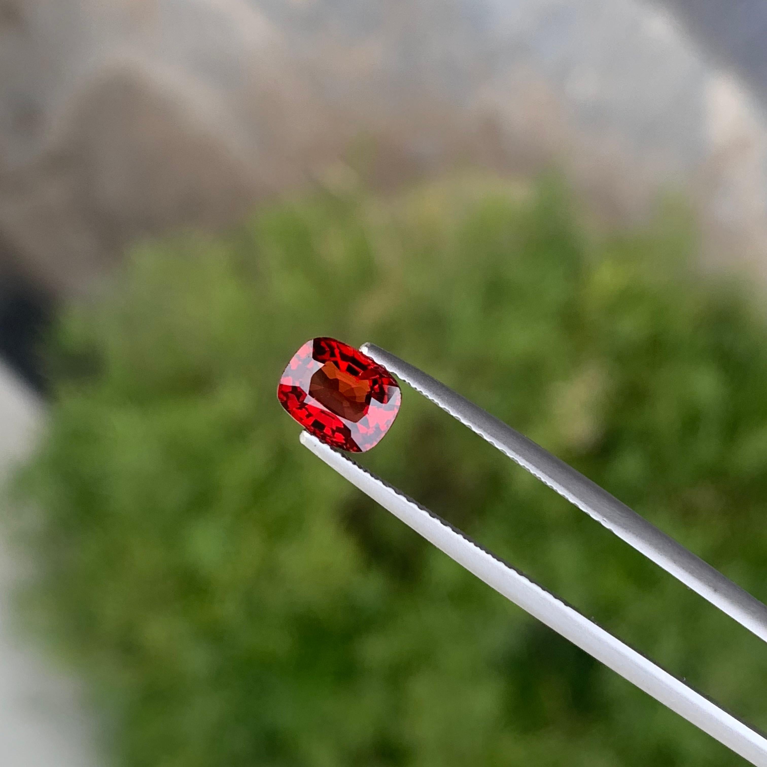 Beautiful 1.45 Carat Natural Loose Red Spinel From Burma Myanmar Cushion Shape For Sale 8