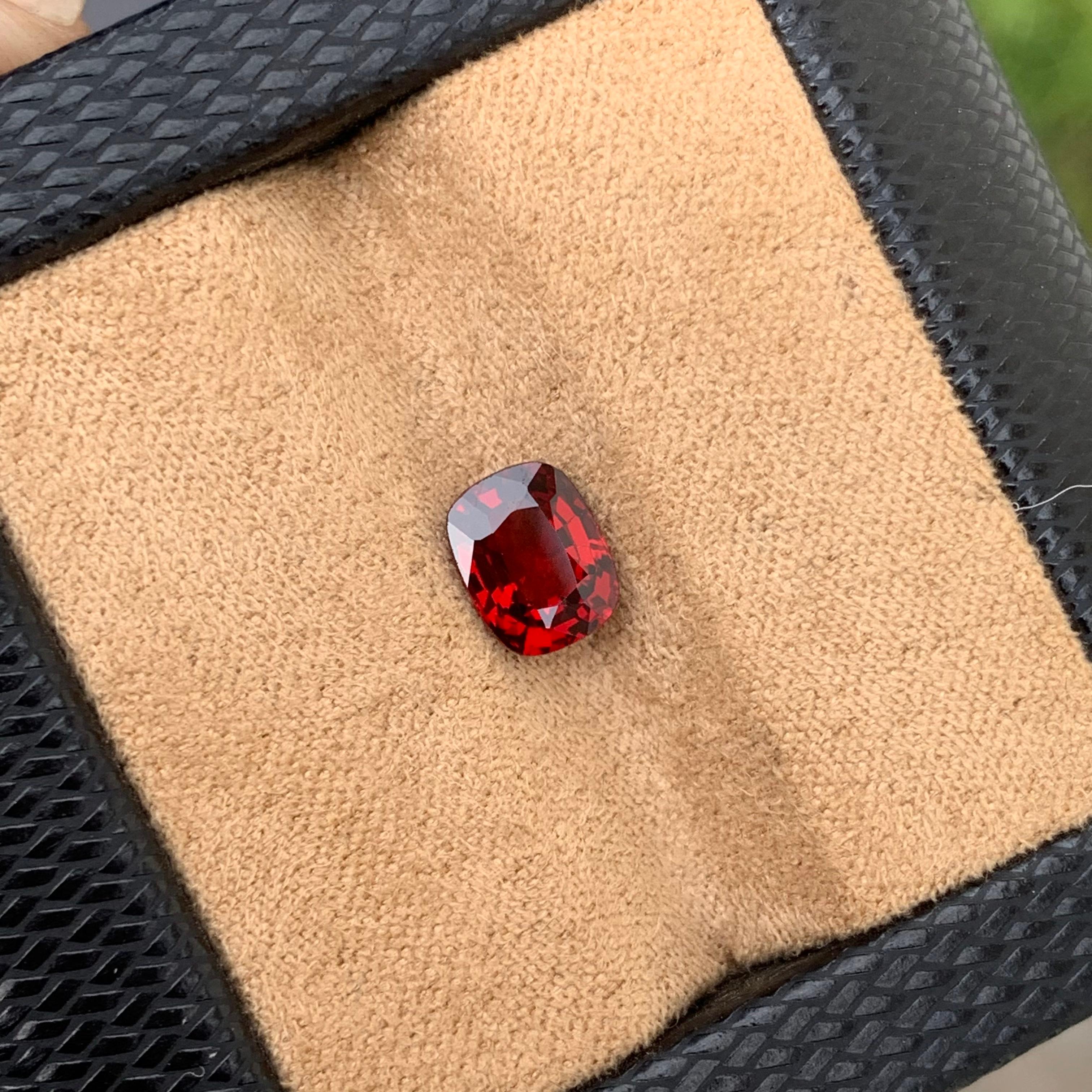 Beautiful 1.45 Carat Natural Loose Red Spinel From Burma Myanmar Cushion Shape For Sale 11