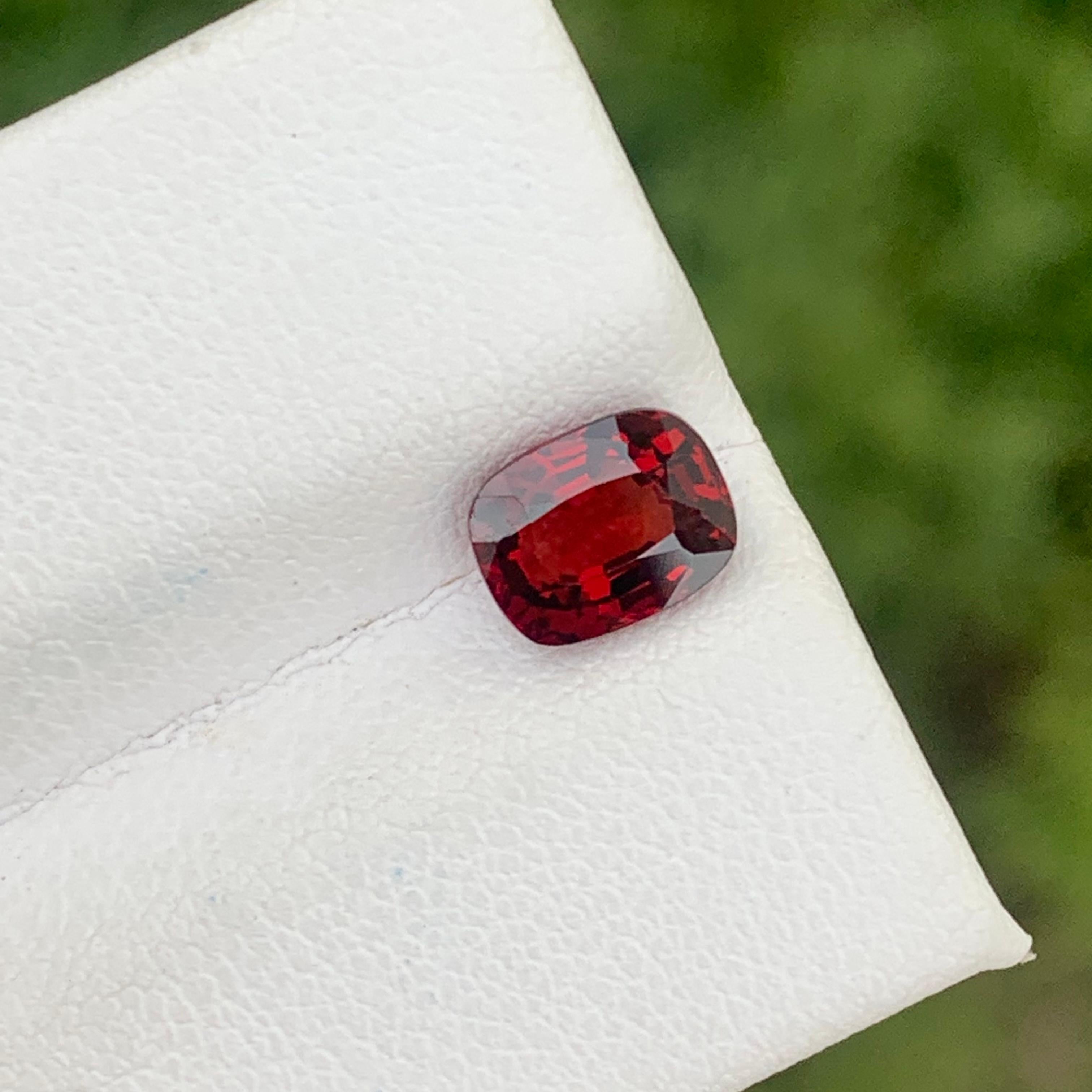 Cushion Cut Beautiful 1.45 Carat Natural Loose Red Spinel From Burma Myanmar Cushion Shape For Sale