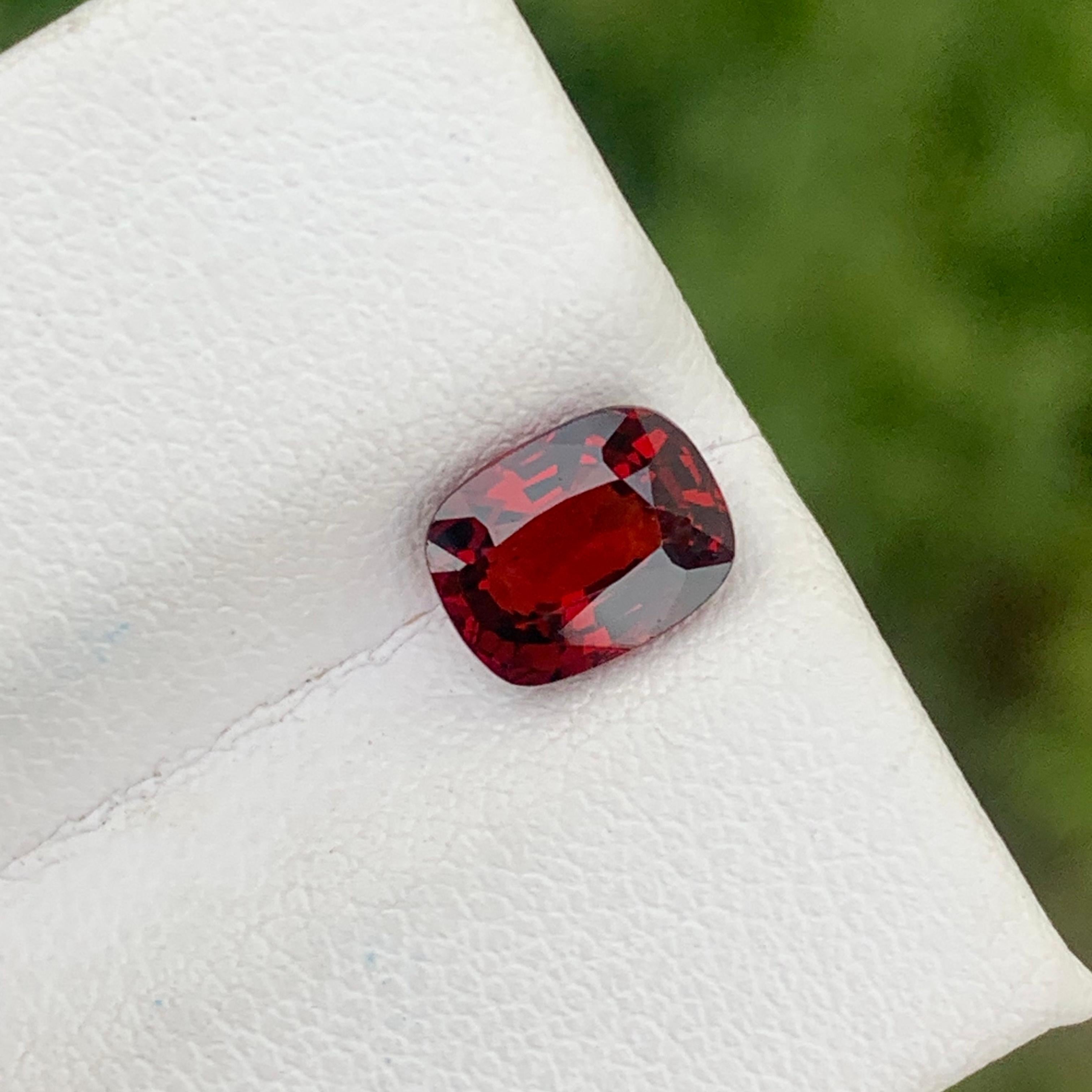 Women's or Men's Beautiful 1.45 Carat Natural Loose Red Spinel From Burma Myanmar Cushion Shape For Sale