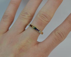 Beautiful 14 Carat Gold Rainbow Design Gemstone Stack Half Eternity Ring
