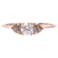 Beautiful 14k Rose Gold 3 Stone Ring w/ 0.30 ct Natural Diamonds, AIG Cert