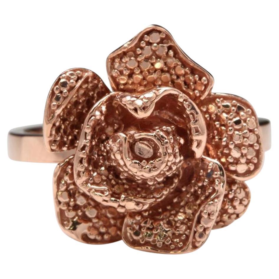 Beautiful 14K Solid Rose Gold Flower Ring For Sale