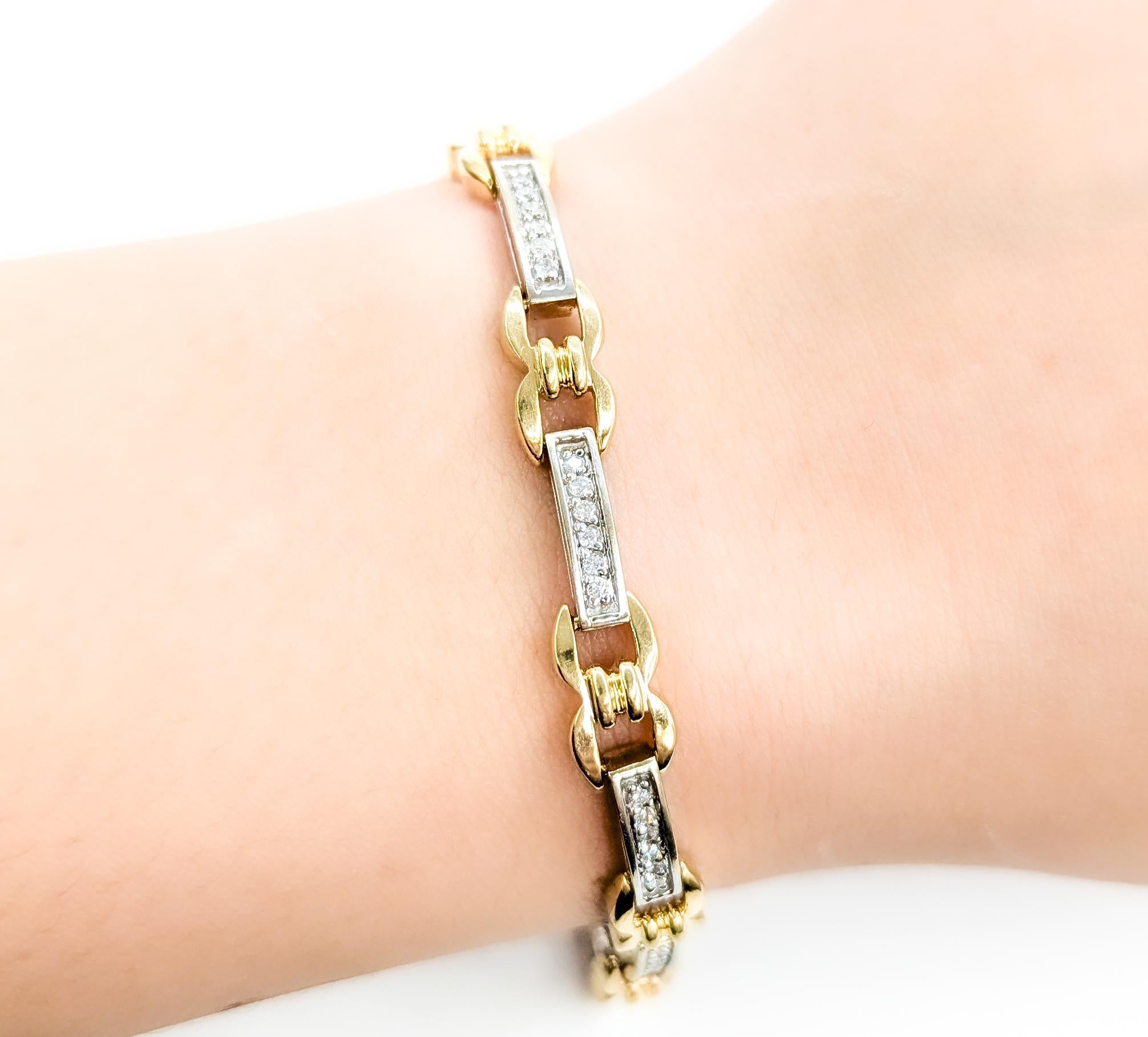 Women's Beautiful 14k Two-Tone Diamond Tennis Bracelet For Sale