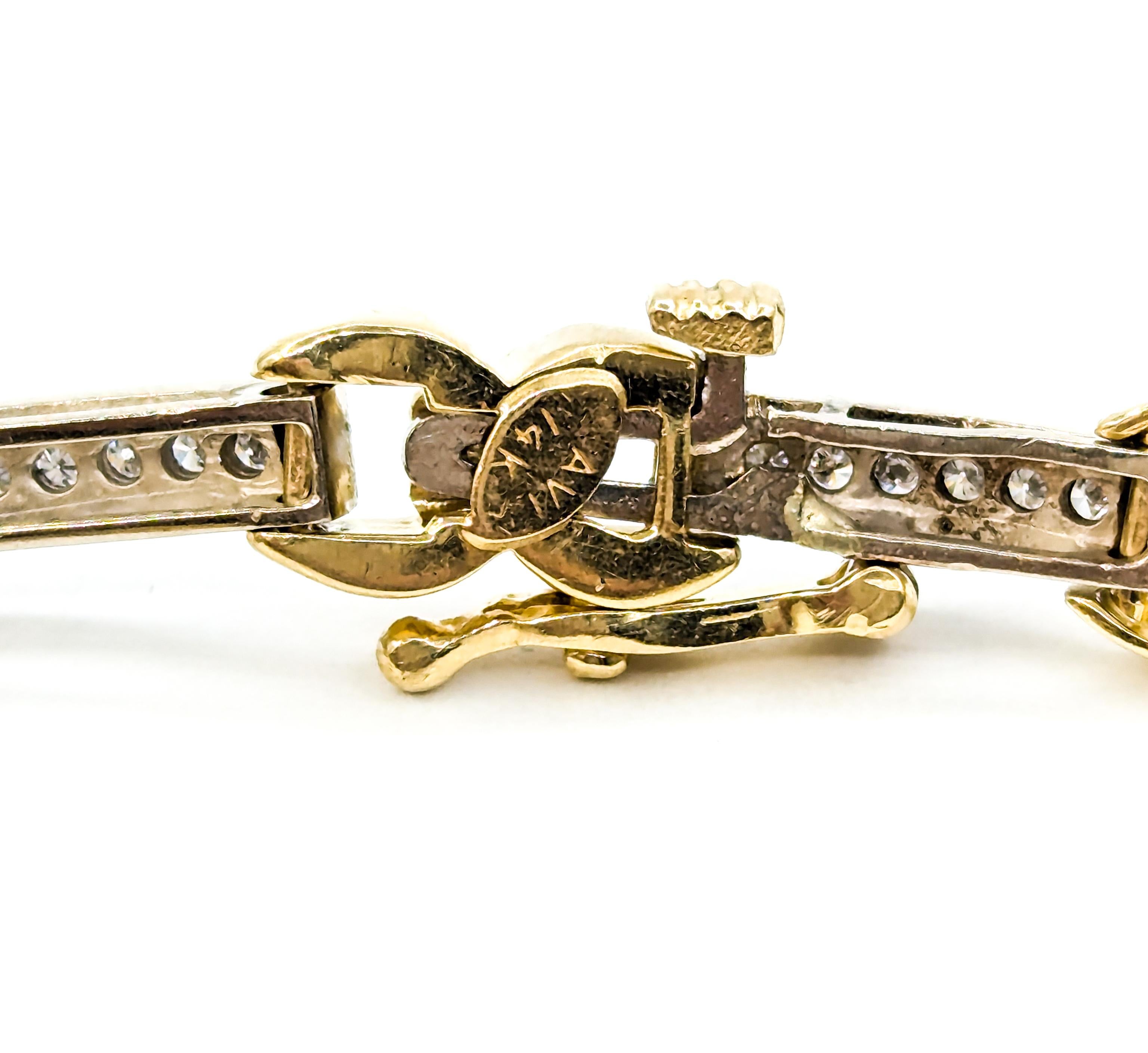 Beautiful 14k Two-Tone Diamond Tennis Bracelet For Sale 1