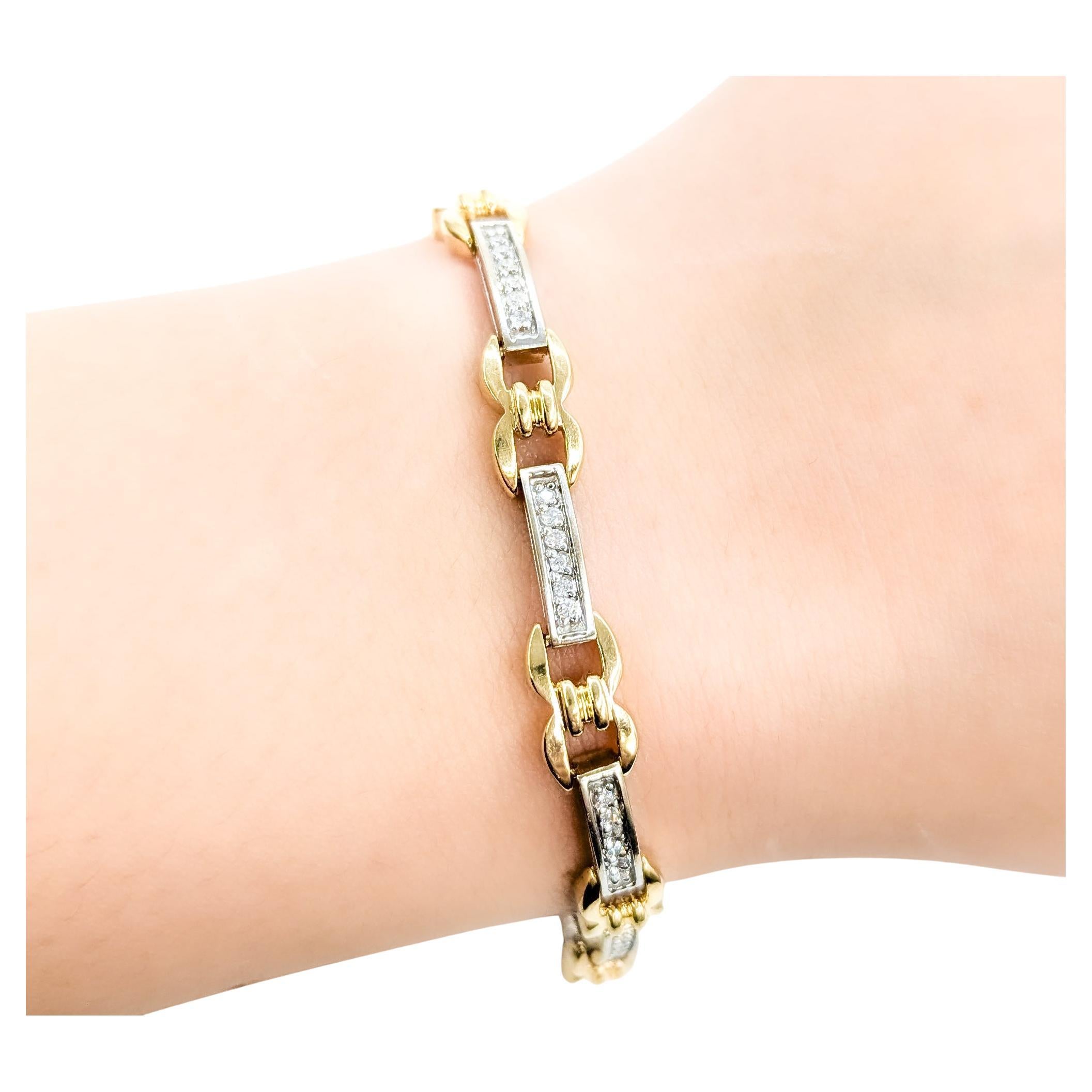 Bellissimo bracciale tennis con diamanti bicolore 14k